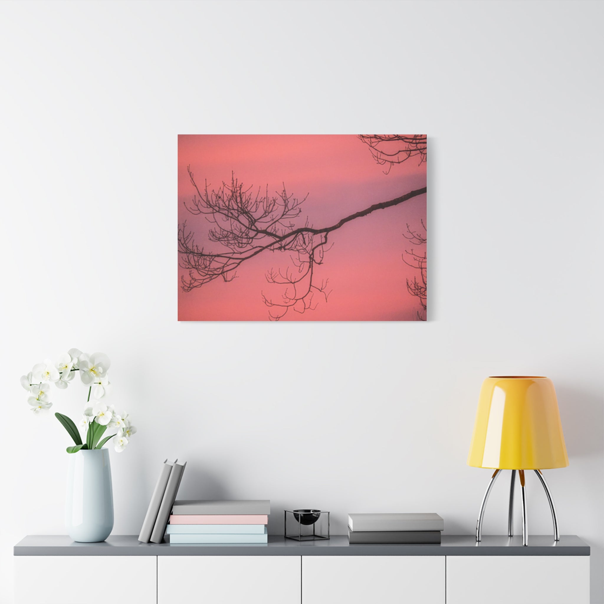 Pink Sunset Tree Canvas Print — Matte Stretched Wall Art