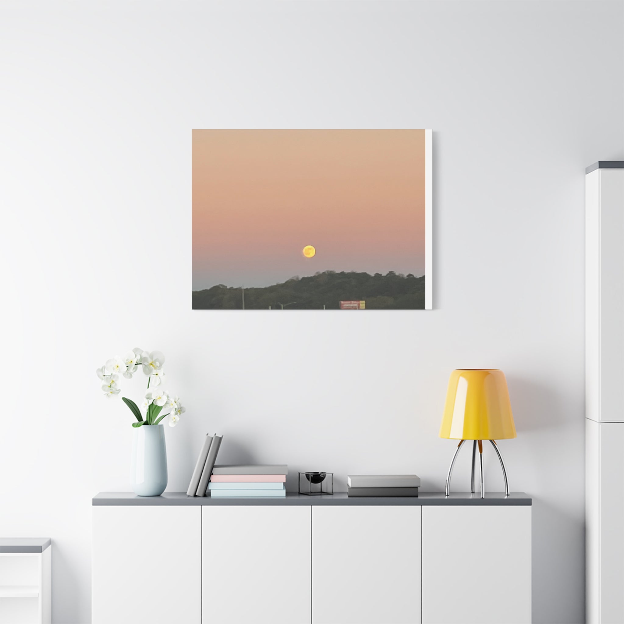 Moonrise Sunset Canvas Print — Pastel Sky Landscape Wall Art