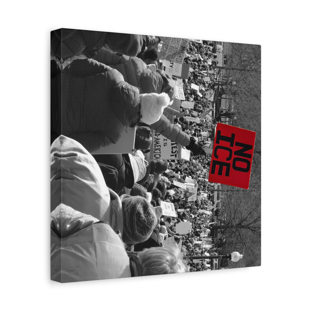 NO ICE Rising Above the Crowd — Matte Humanitarian Canvas