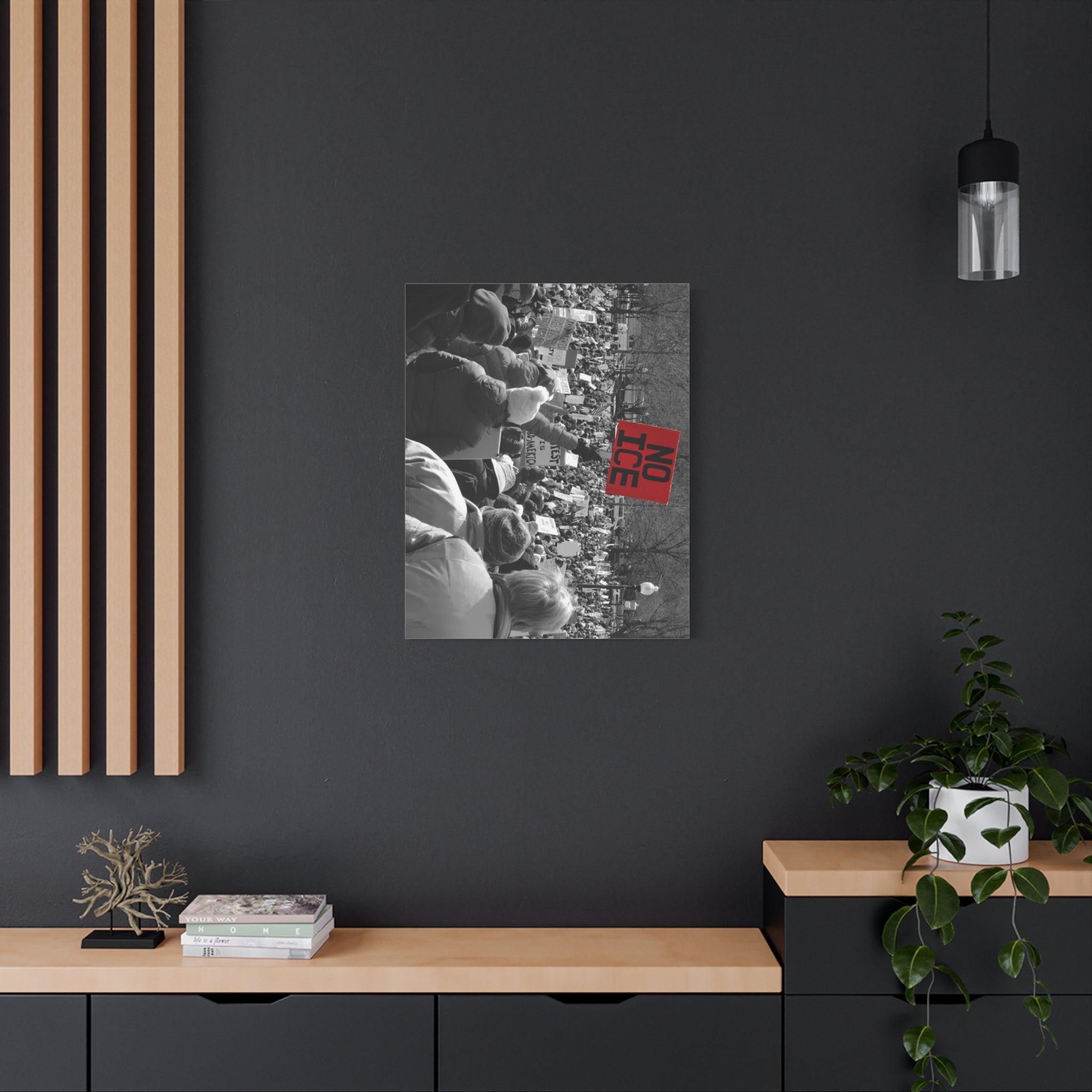 NO ICE Rising Above the Crowd — Matte Humanitarian Canvas