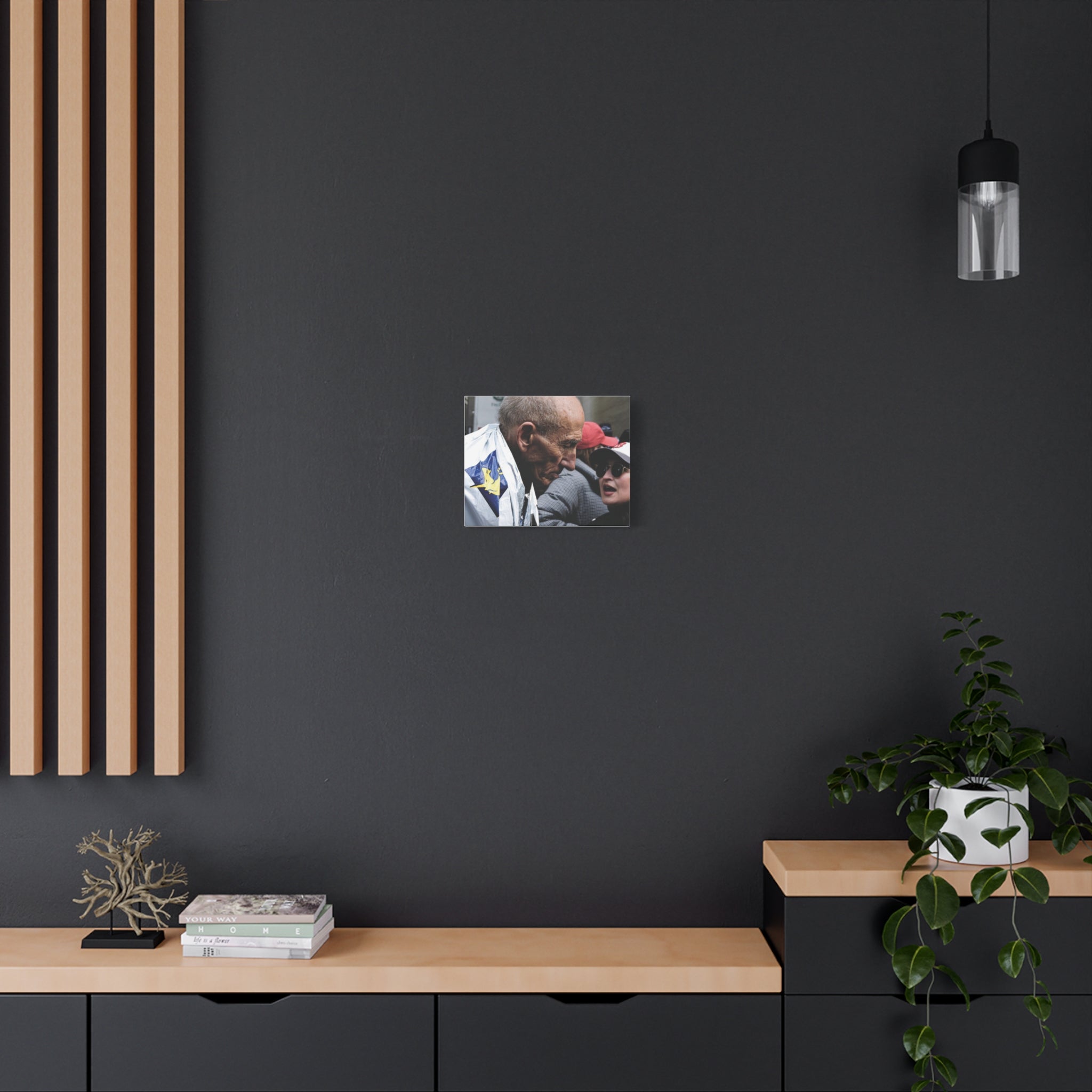 Street Portrait Canvas Print — Elderly Man, Boston Marathon & Conversation Photo Wall Art