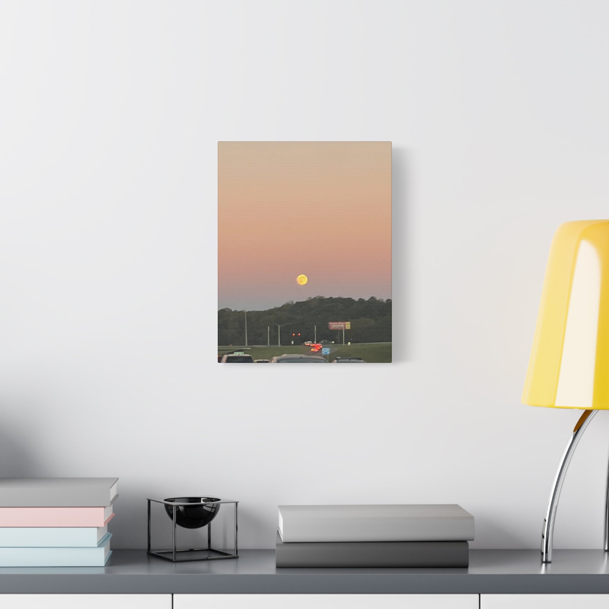 Moonrise Sunset Canvas Print — Pastel Sky Landscape Wall Art