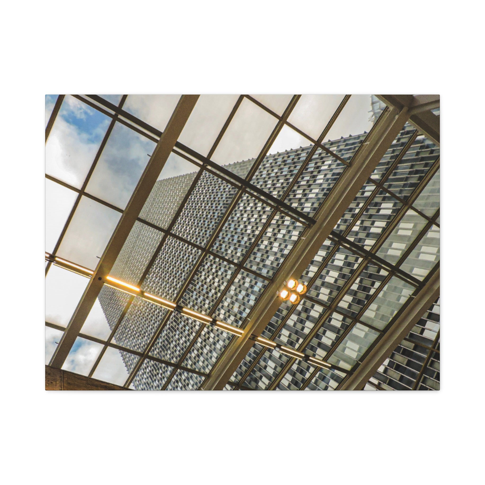 Modern Architecture Canvas Print | Glass Atrium & Skyscraper Wall Art | A‑G Originals