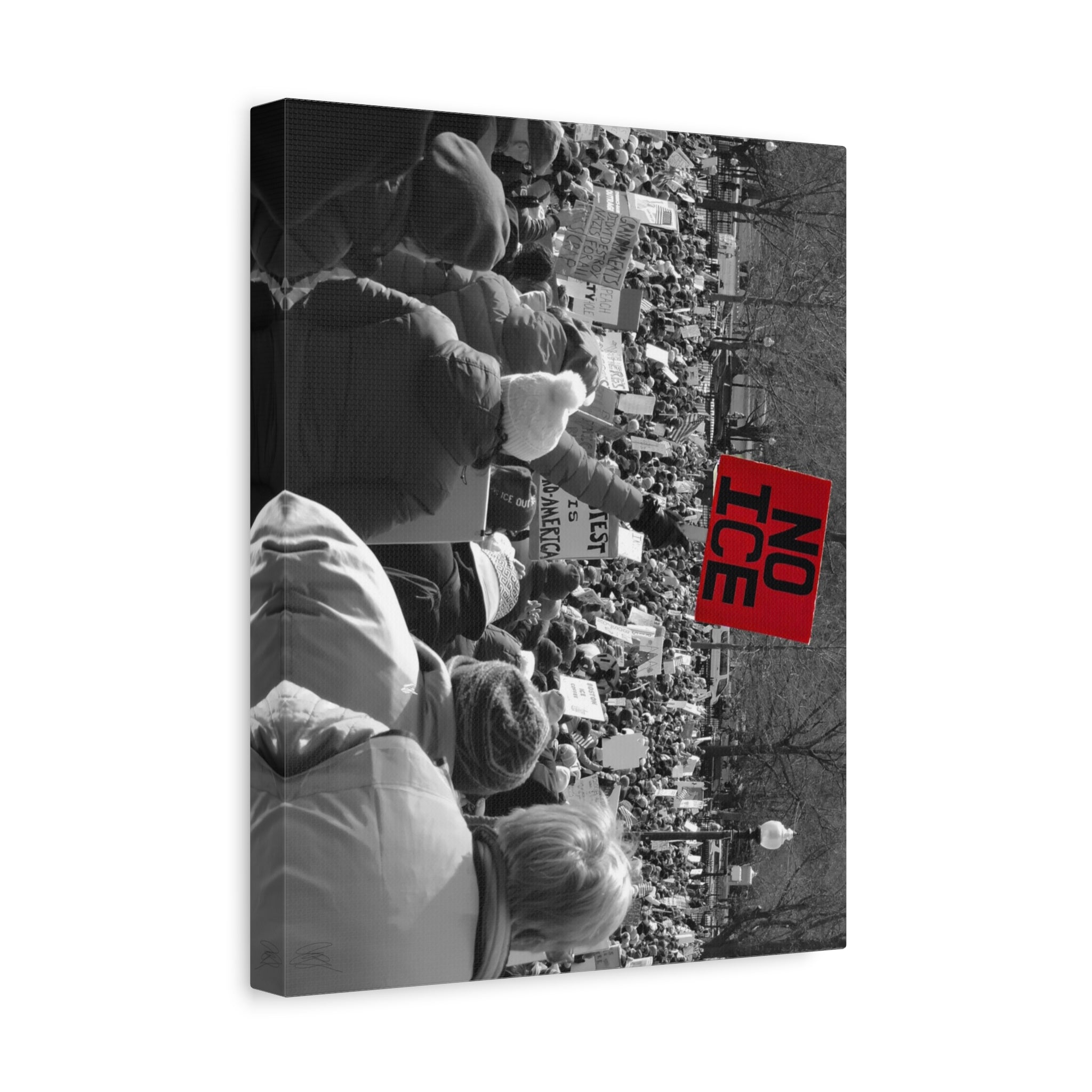 NO ICE Rising Above the Crowd — Matte Humanitarian Canvas