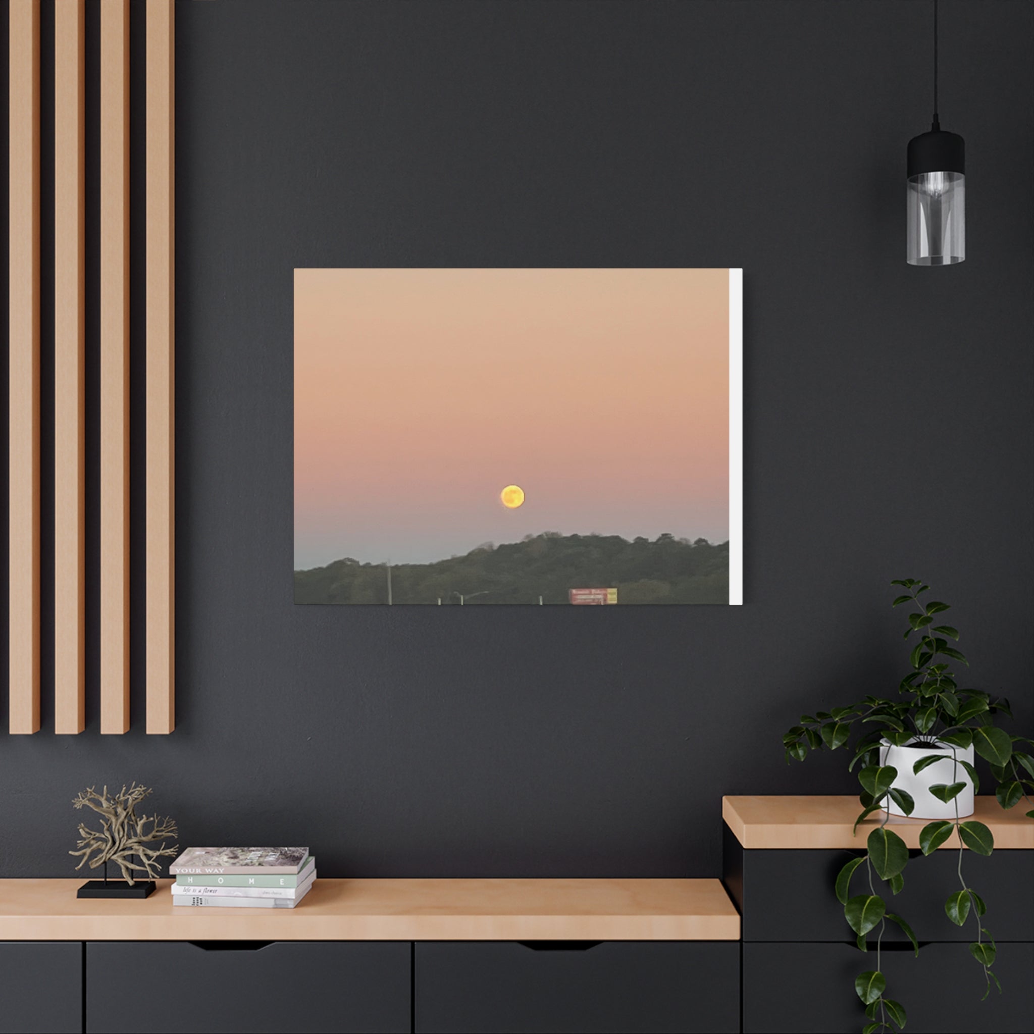 Moonrise Sunset Canvas Print — Pastel Sky Landscape Wall Art