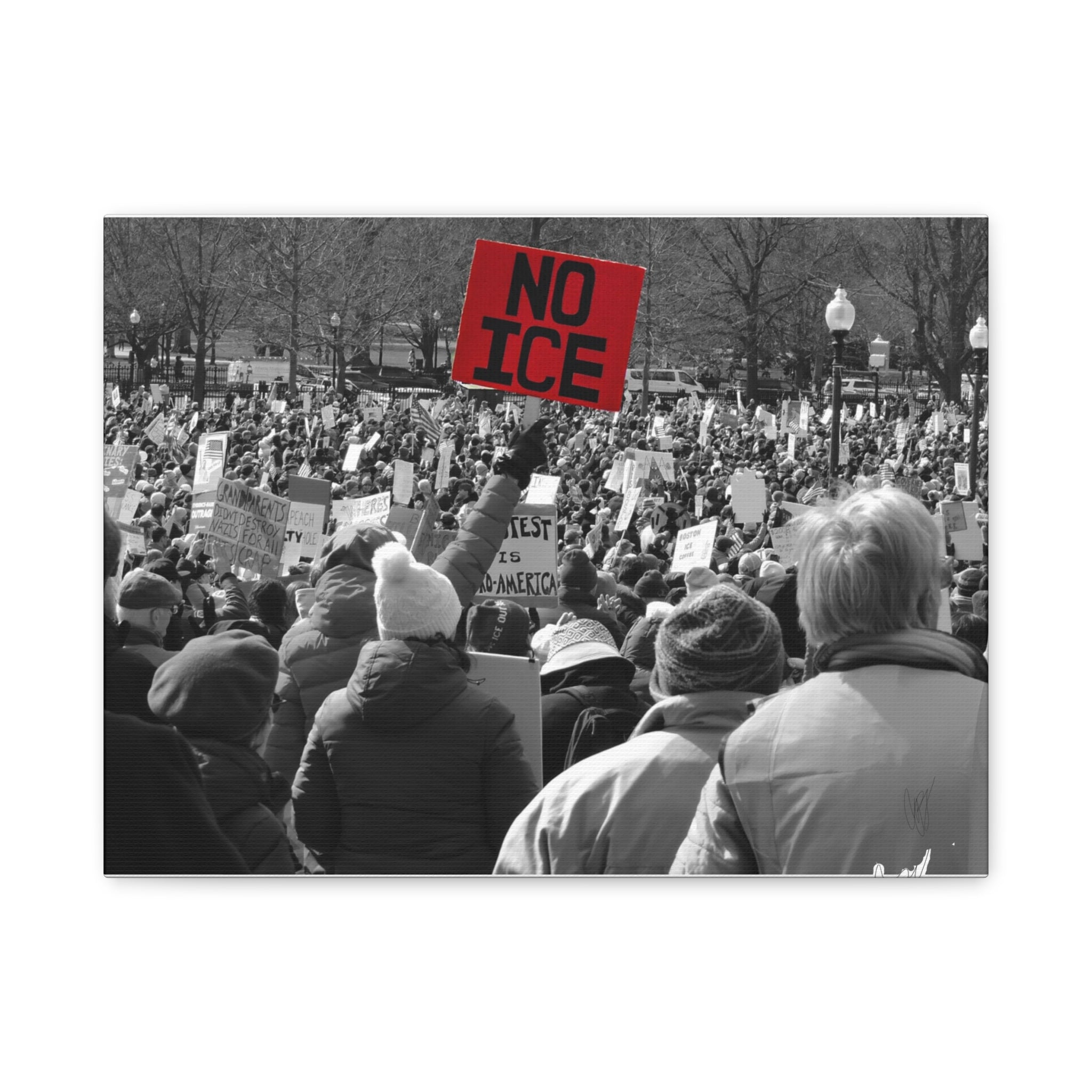 NO ICE in the Crowd — Documentary Matte Canvas