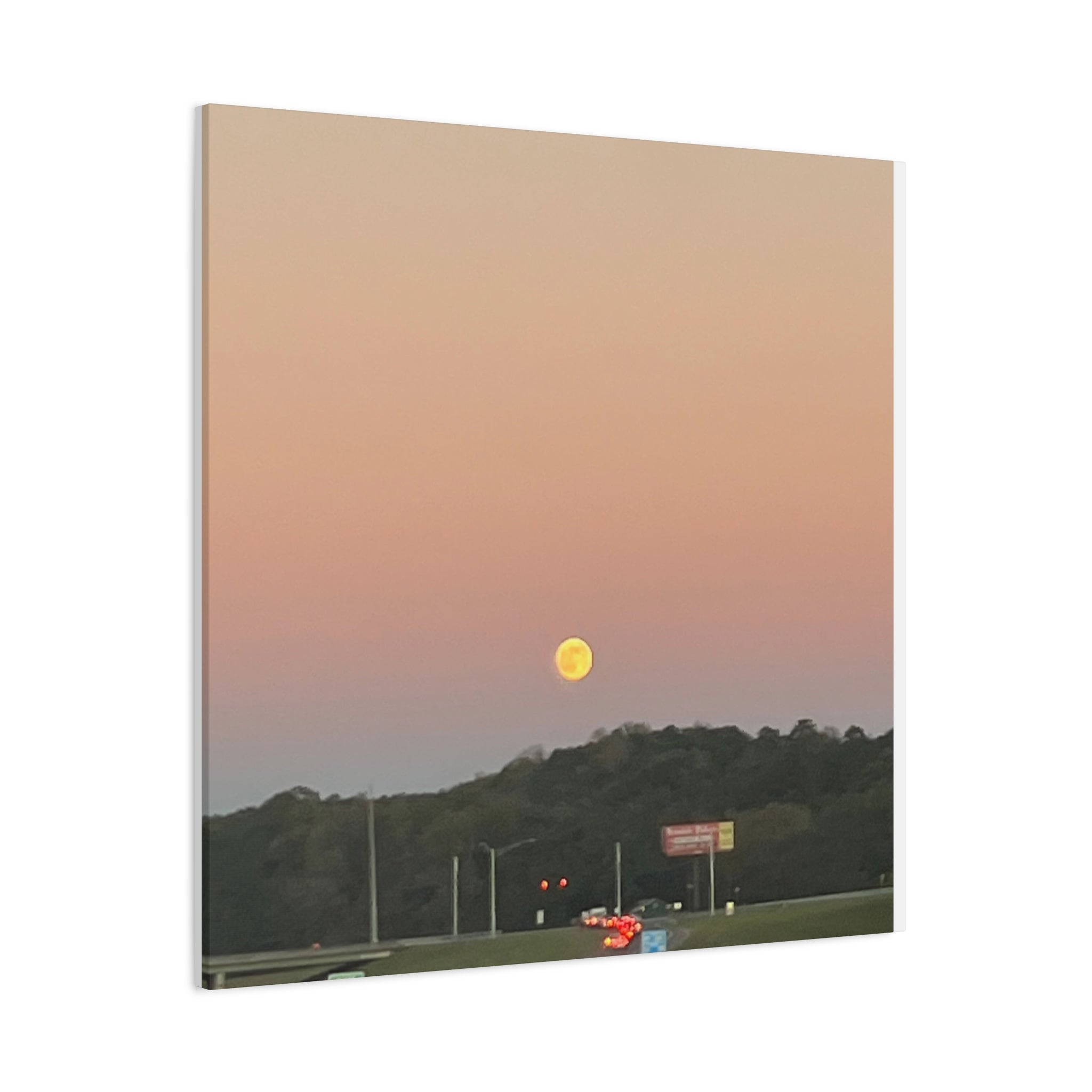 Moonrise Sunset Canvas Print — Pastel Sky Landscape Wall Art