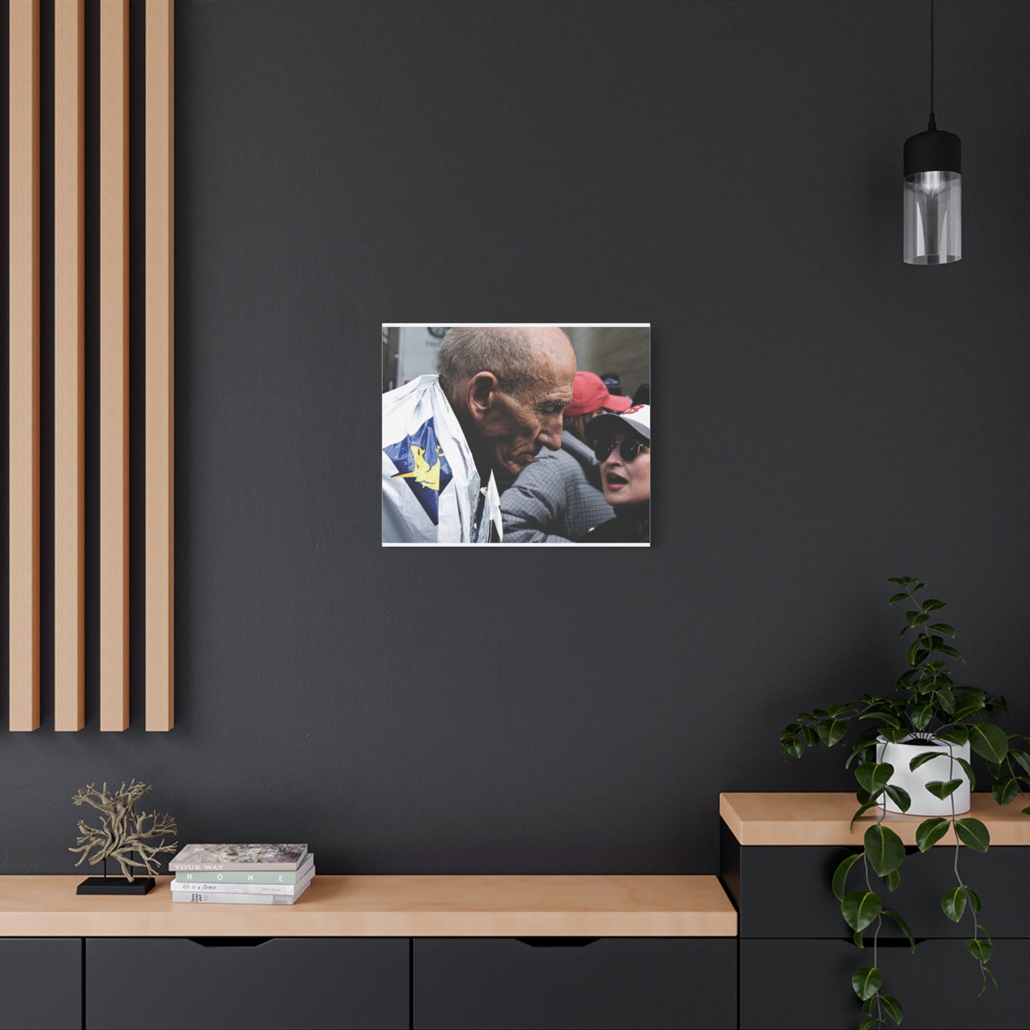 Street Portrait Canvas Print — Elderly Man, Boston Marathon & Conversation Photo Wall Art