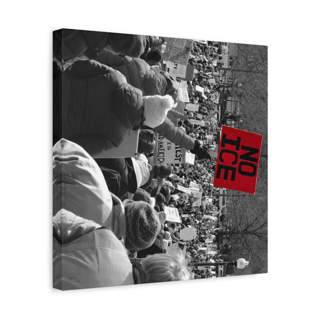 NO ICE Rising Above the Crowd — Matte Humanitarian Canvas