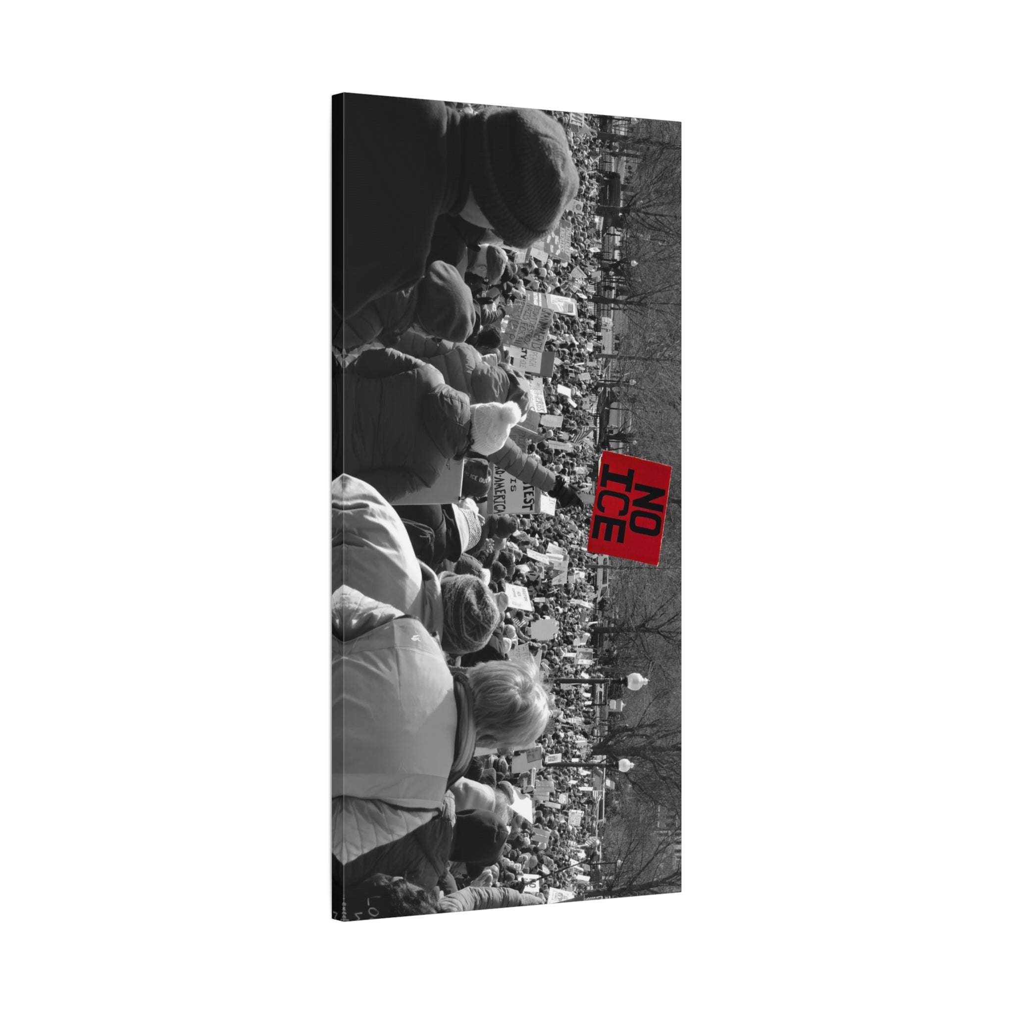 NO ICE Rising Above the Crowd — Matte Humanitarian Canvas
