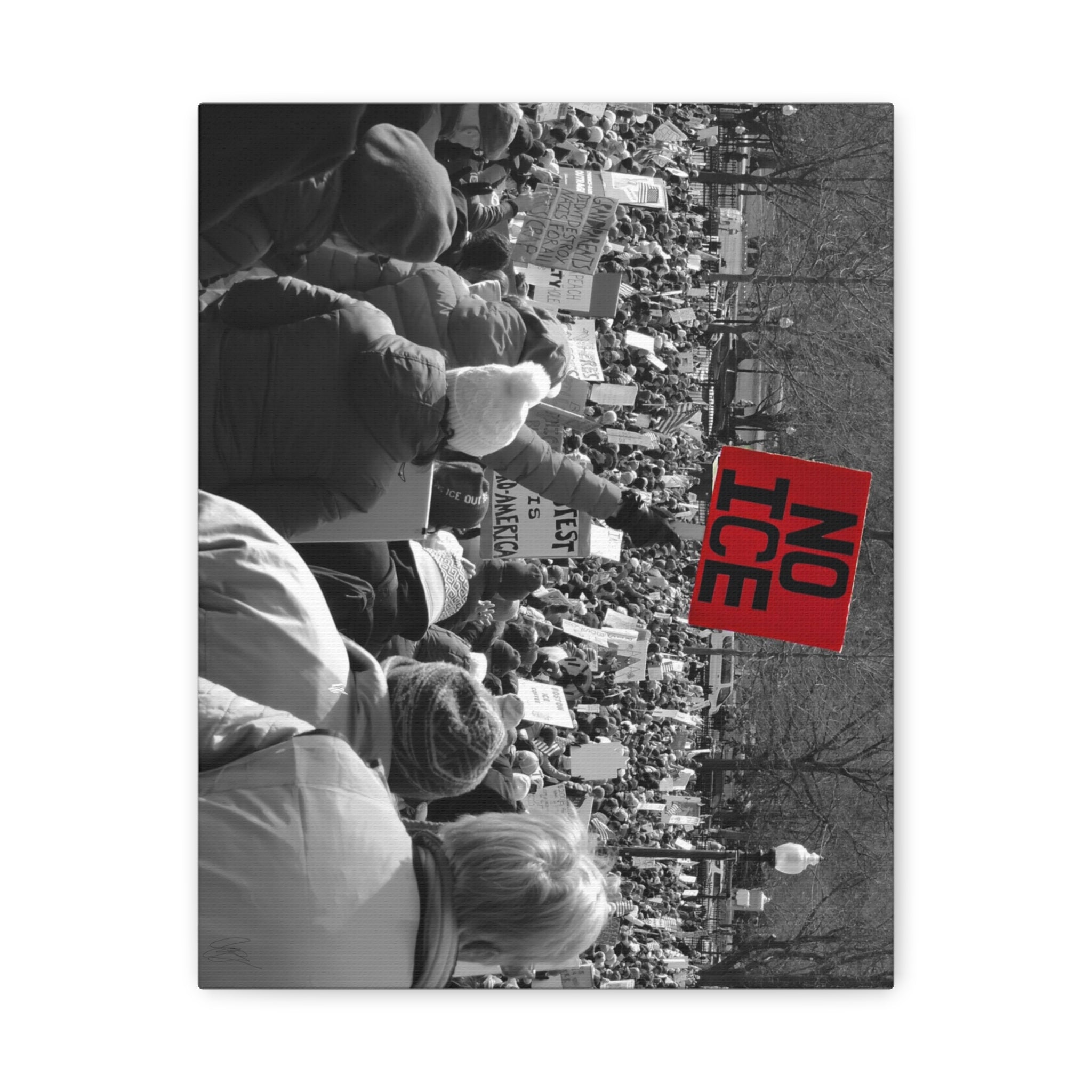 NO ICE Rising Above the Crowd — Matte Humanitarian Canvas
