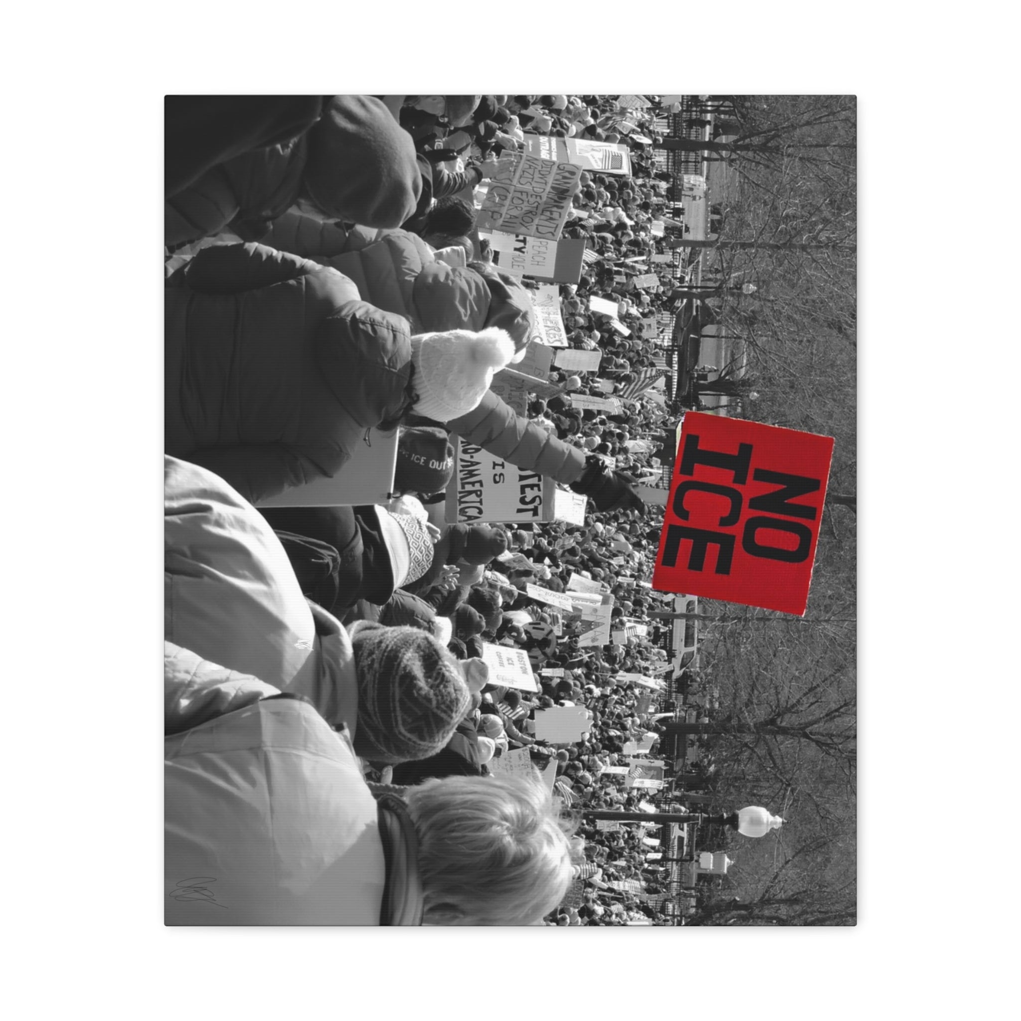 NO ICE Rising Above the Crowd — Matte Humanitarian Canvas