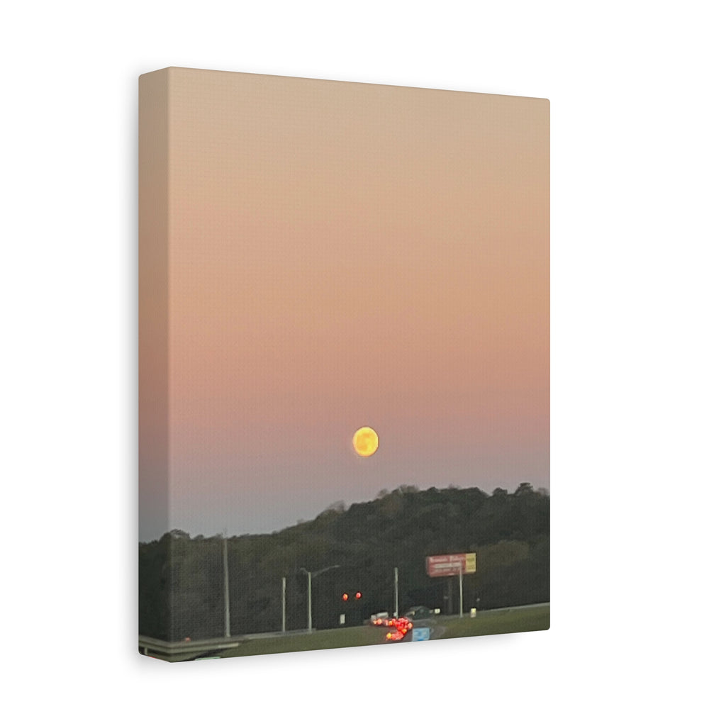 Moonrise Sunset Canvas Print — Pastel Sky Landscape Wall Art
