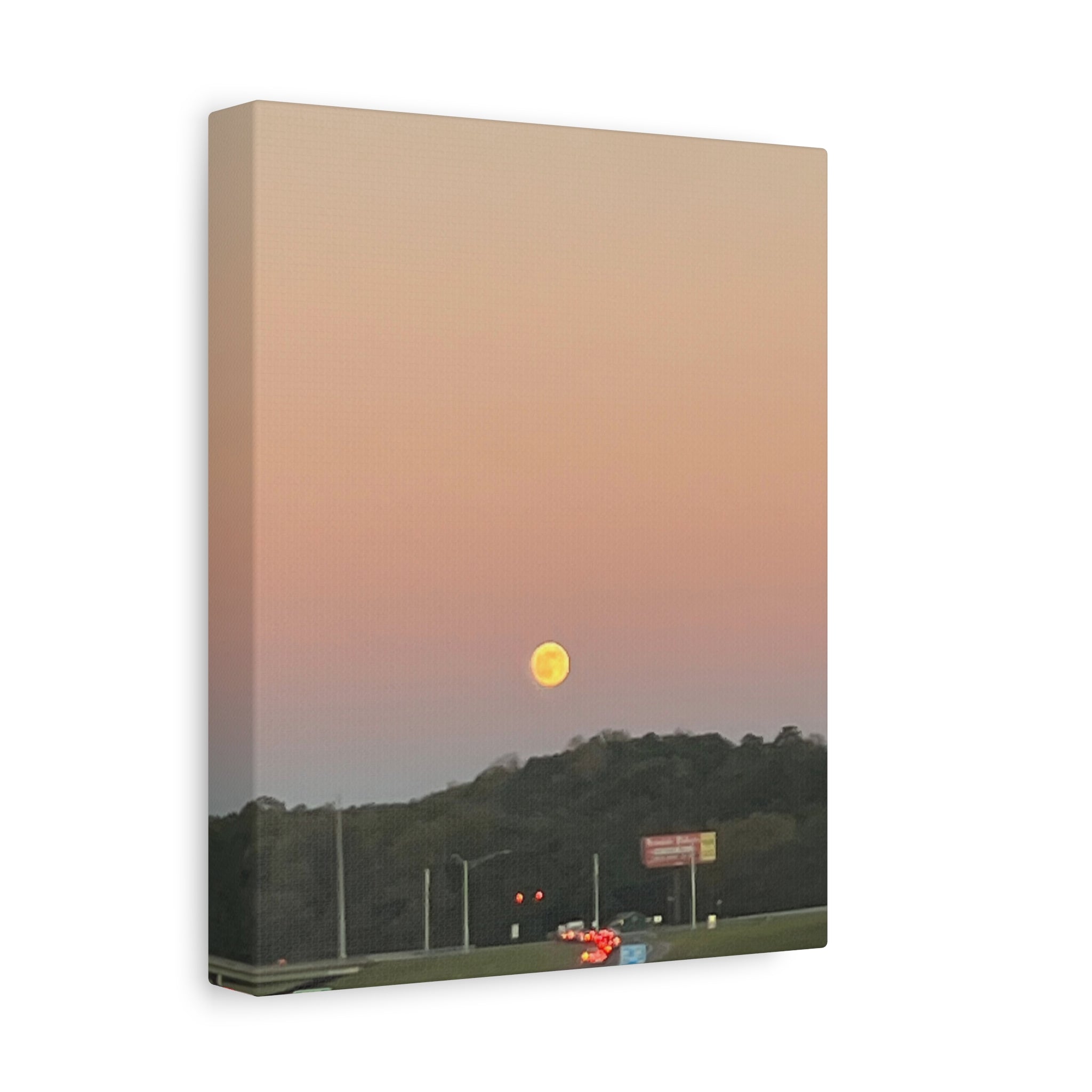 Moonrise Sunset Canvas Print — Pastel Sky Landscape Wall Art
