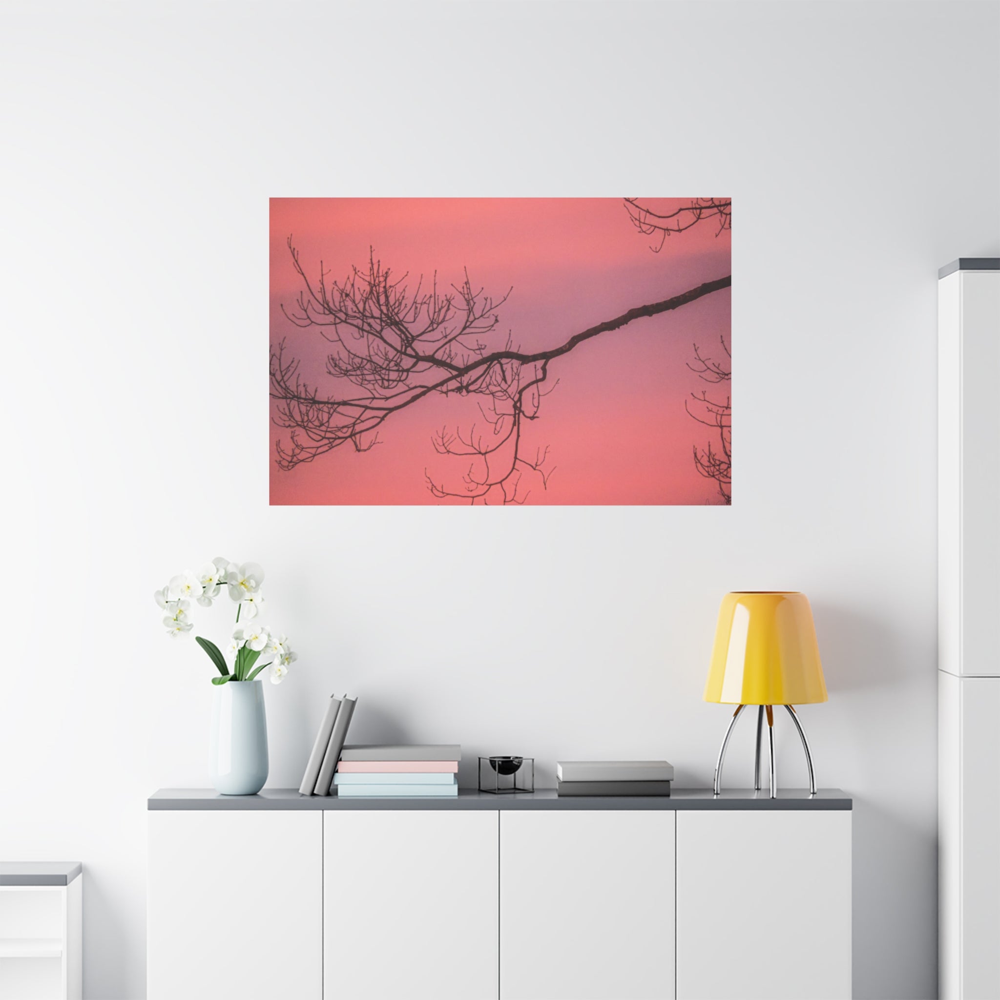 Pink Sunset Tree Canvas Print — Matte Stretched Wall Art