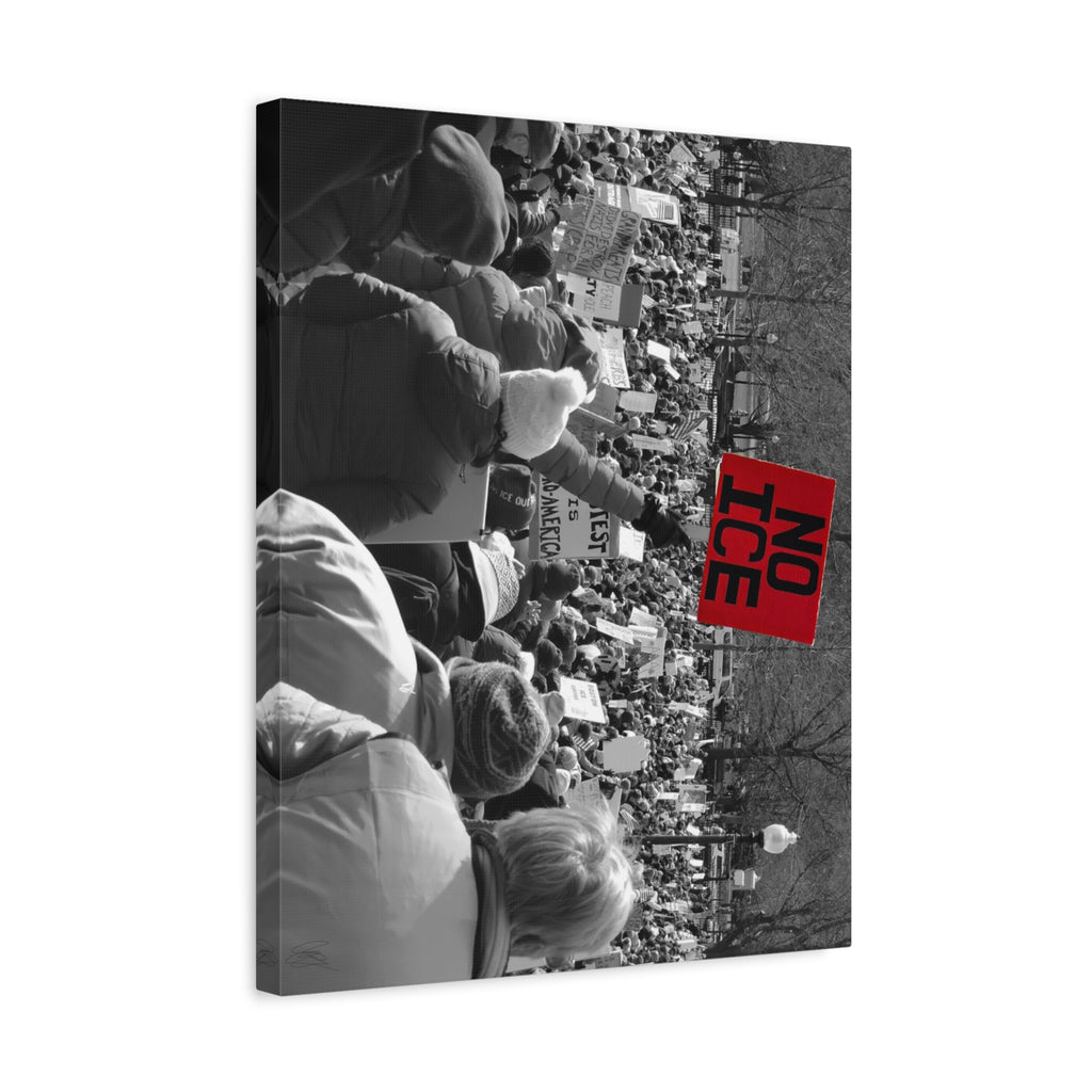 NO ICE Rising Above the Crowd — Matte Humanitarian Canvas