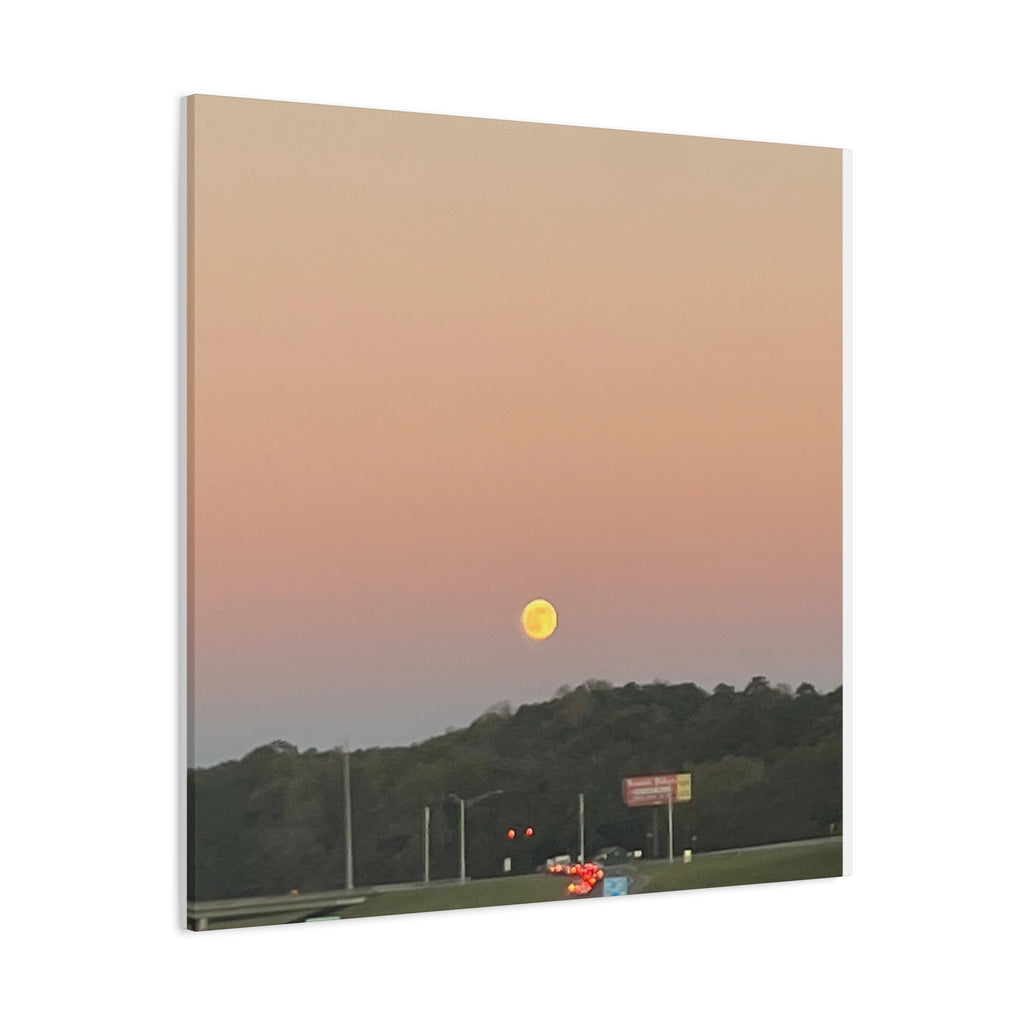 Moonrise Sunset Canvas Print — Pastel Sky Landscape Wall Art