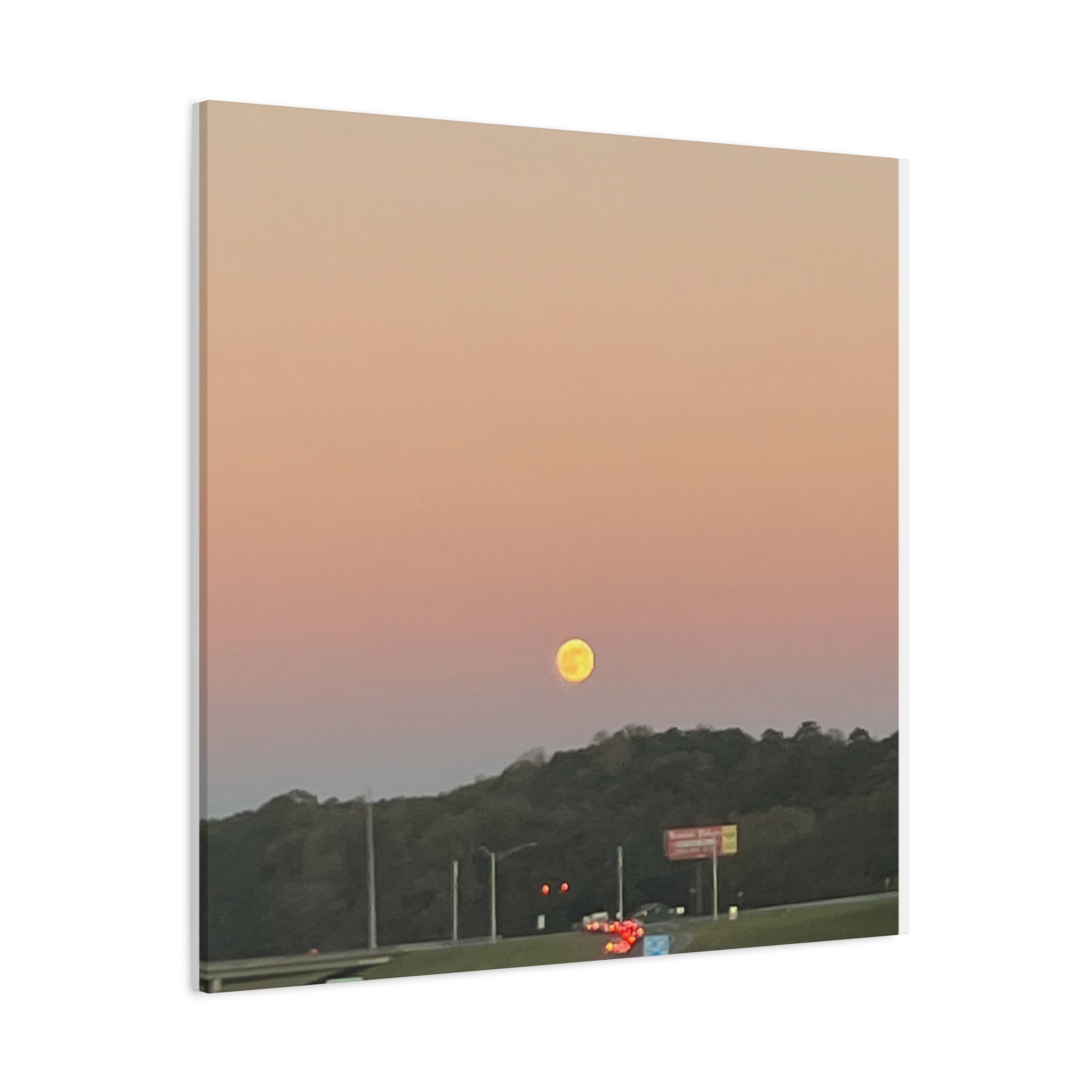 Moonrise Sunset Canvas Print — Pastel Sky Landscape Wall Art