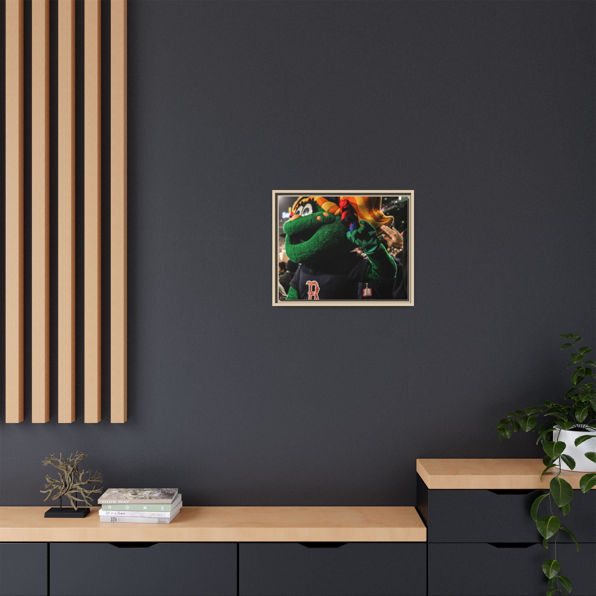 Tessie Boston Mascot Framed Matte Canvas Wall Art