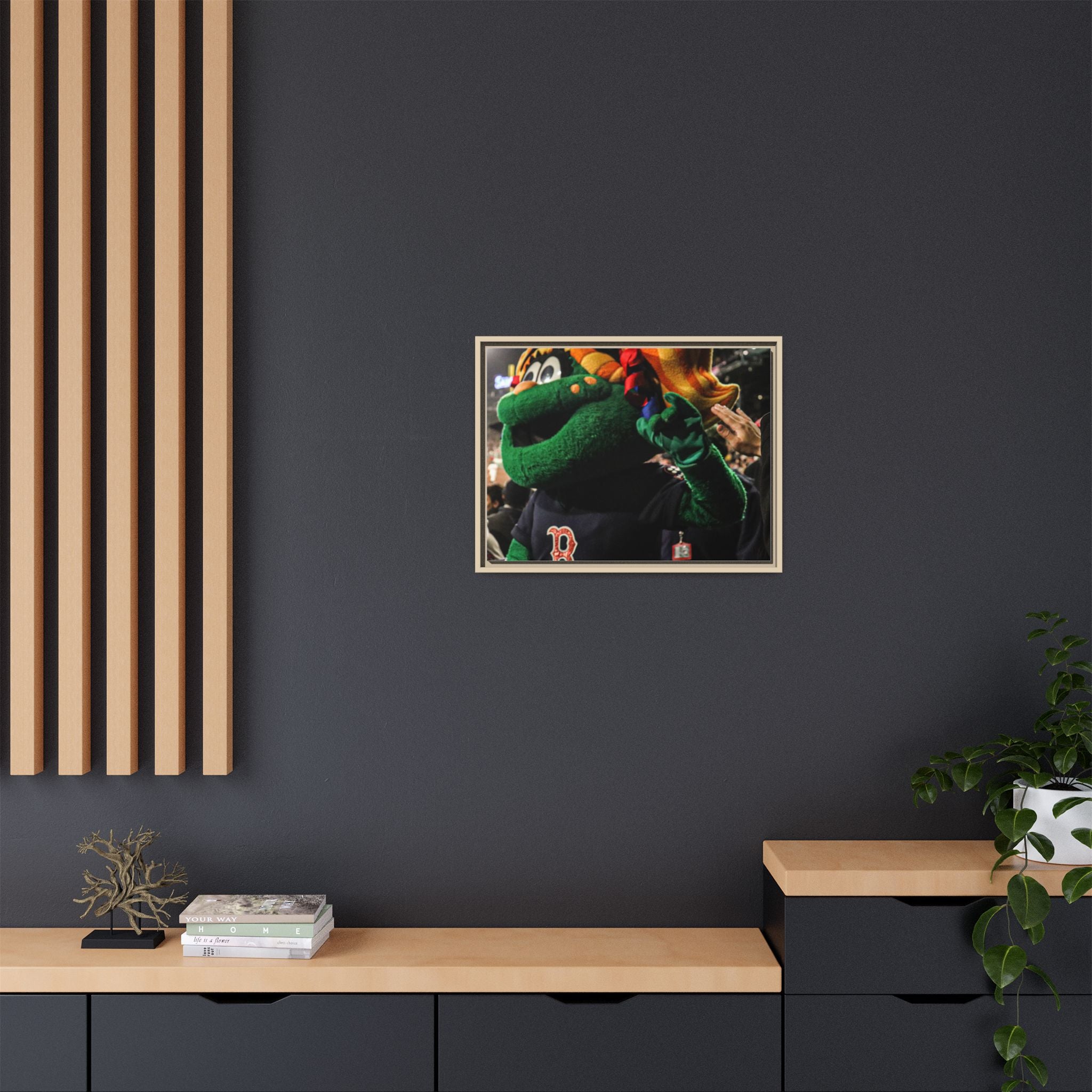Tessie Boston Mascot Framed Matte Canvas Wall Art