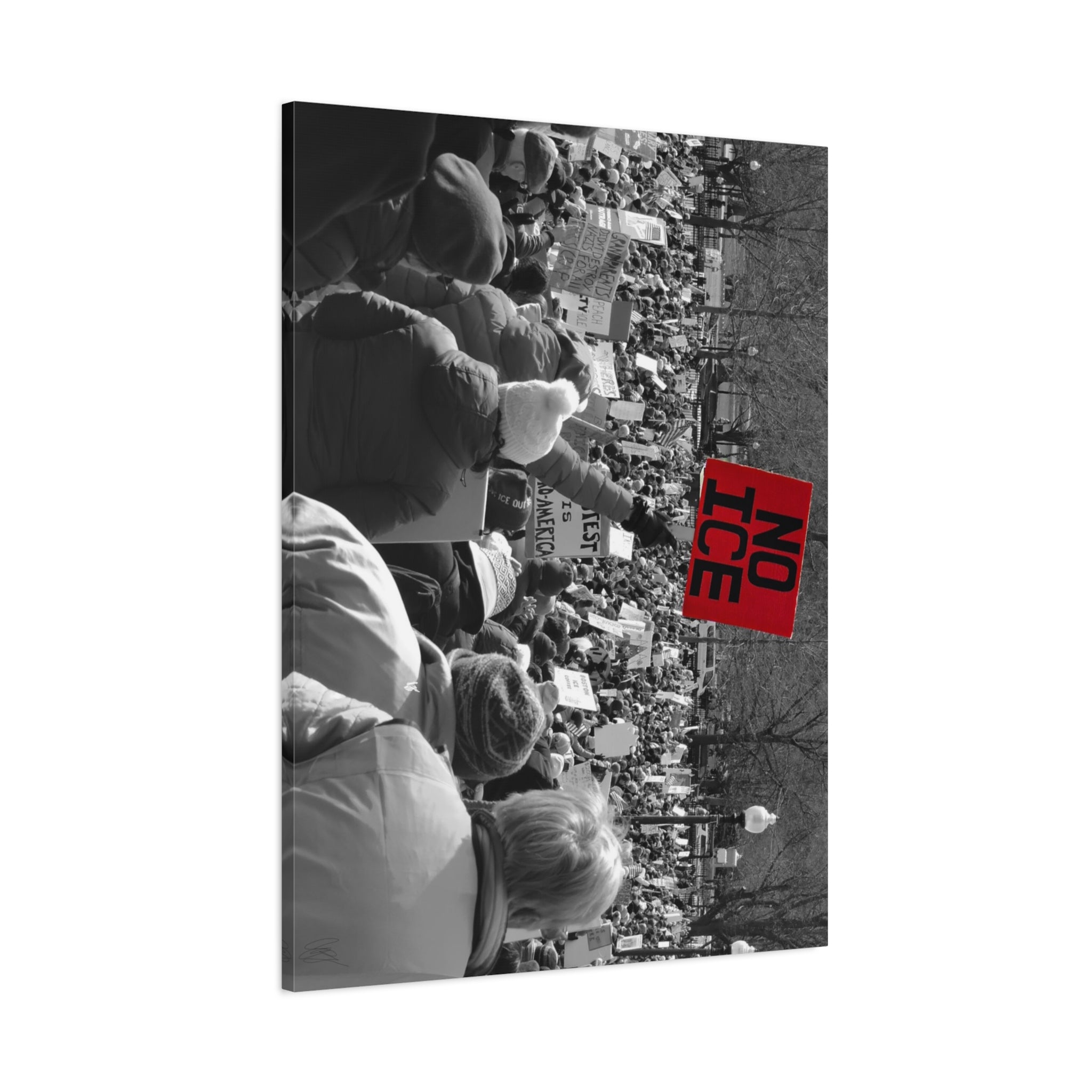 NO ICE Rising Above the Crowd — Matte Humanitarian Canvas