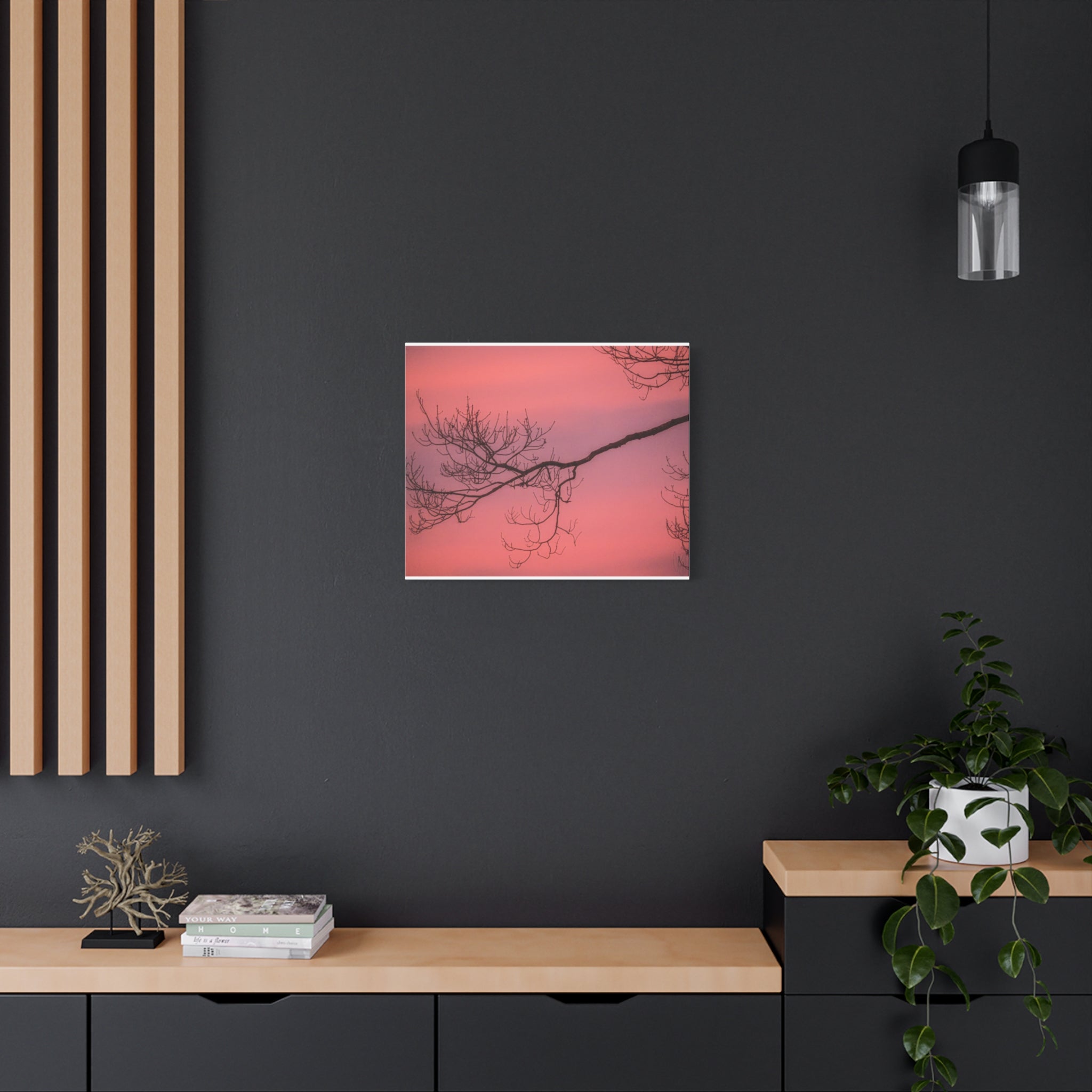 Pink Sunset Tree Canvas Print — Matte Stretched Wall Art