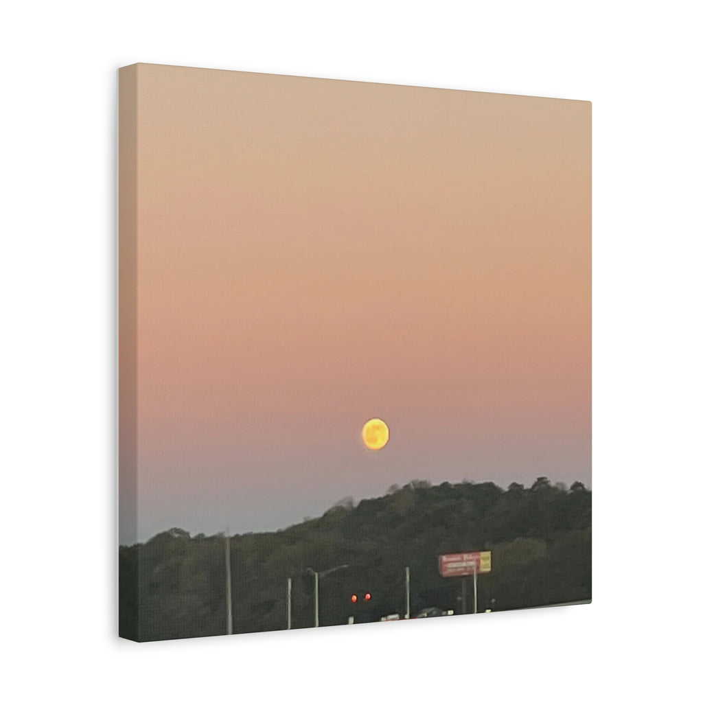 Moonrise Sunset Canvas Print — Pastel Sky Landscape Wall Art