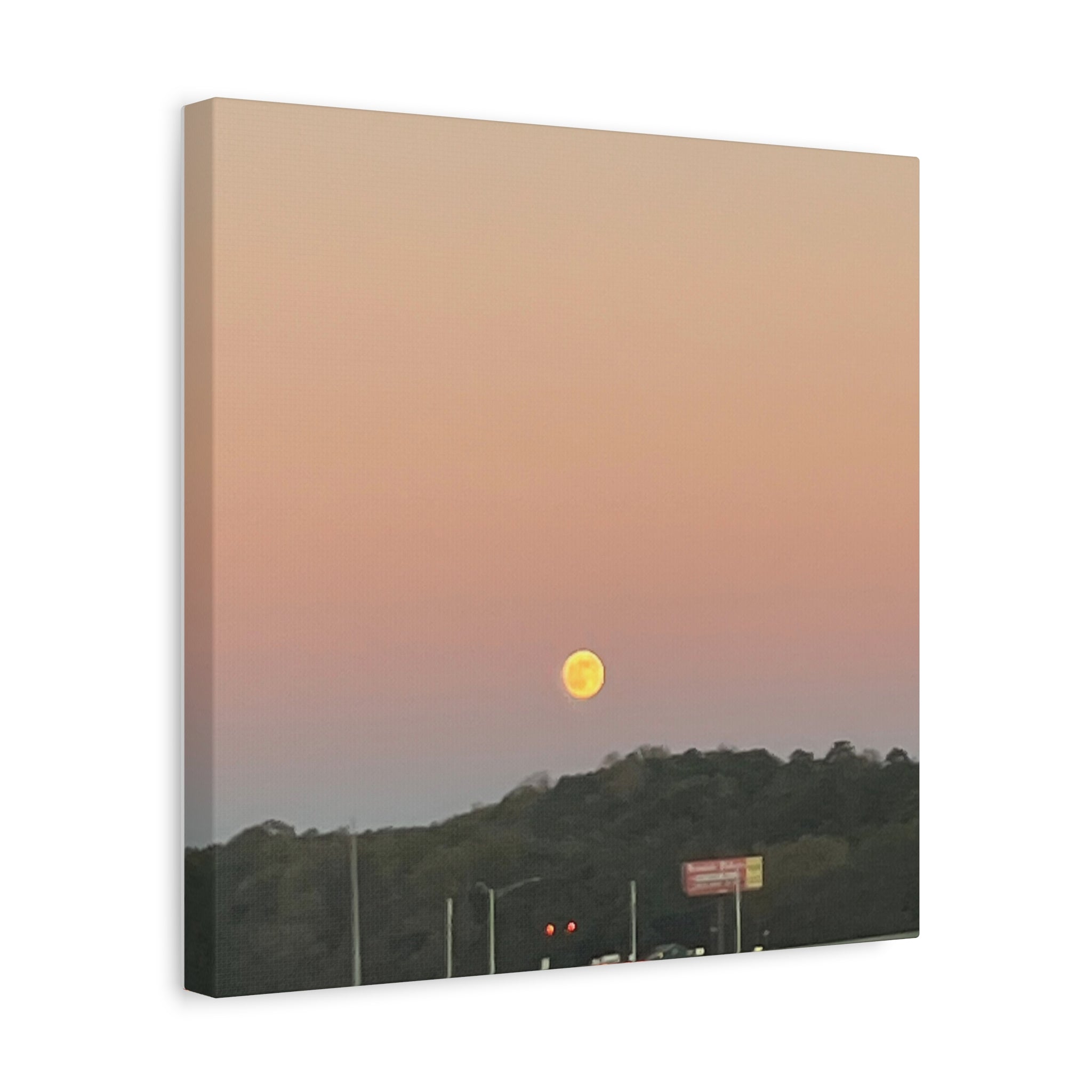 Moonrise Sunset Canvas Print — Pastel Sky Landscape Wall Art