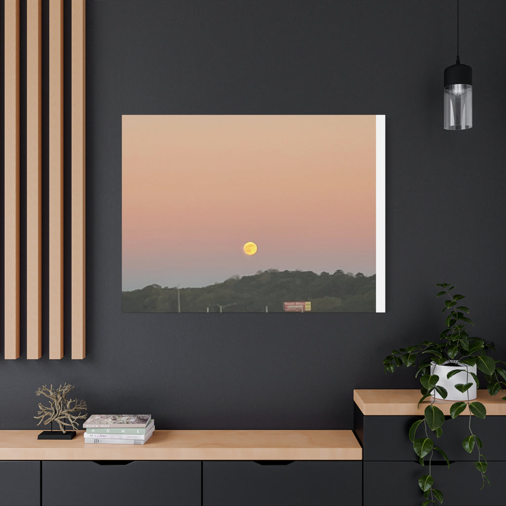 Moonrise Sunset Canvas Print — Pastel Sky Landscape Wall Art