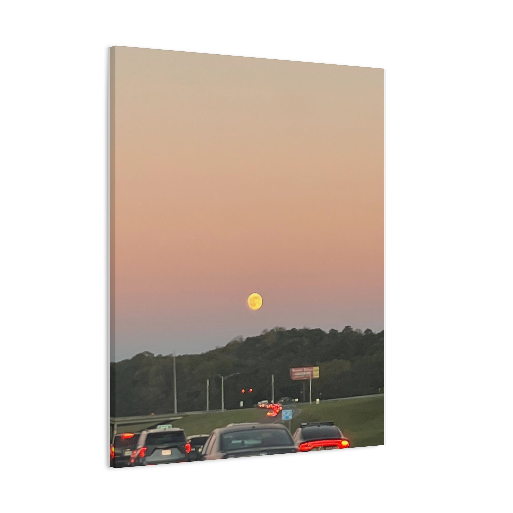Moonrise Sunset Canvas Print — Pastel Sky Landscape Wall Art