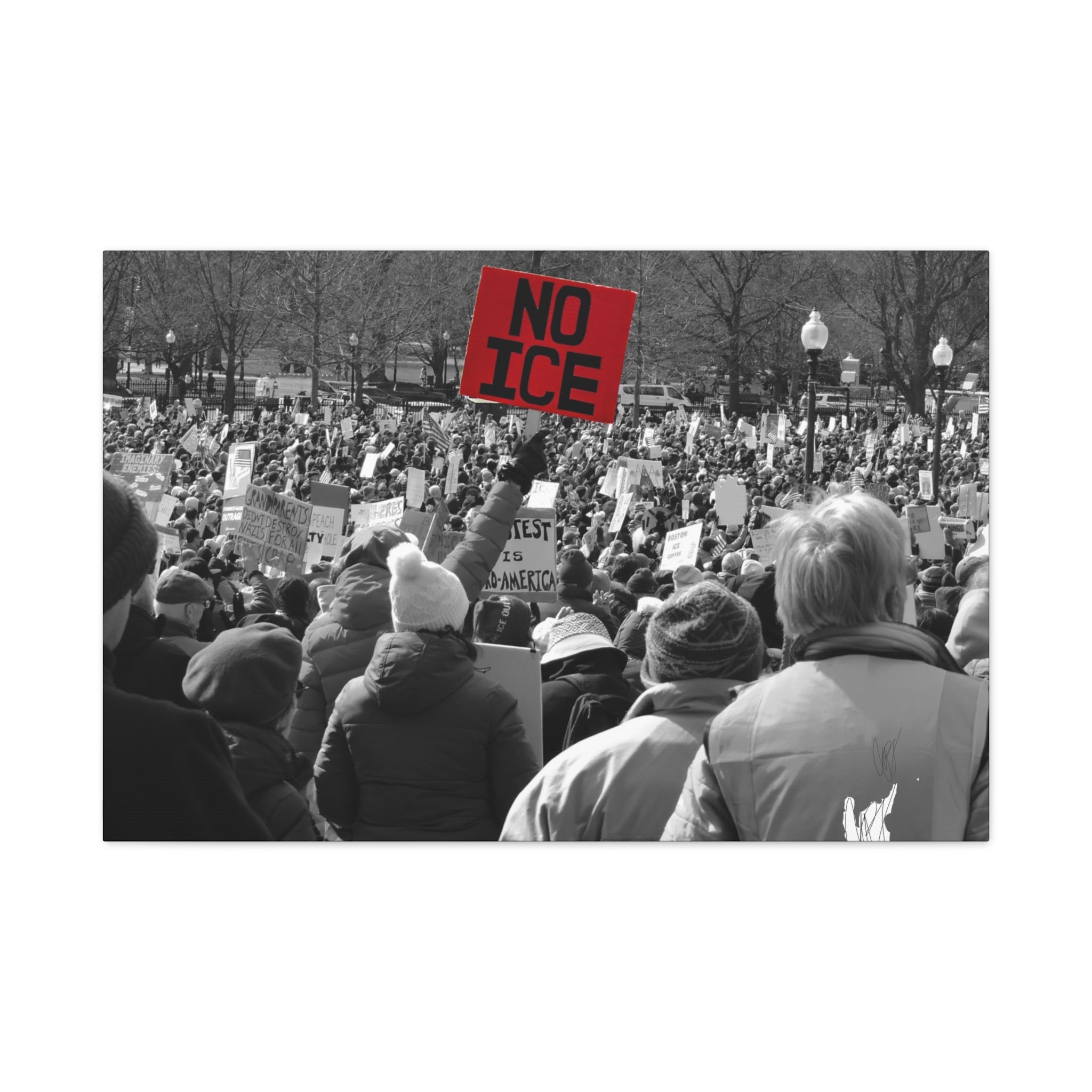 NO ICE in the Crowd — Documentary Matte Canvas