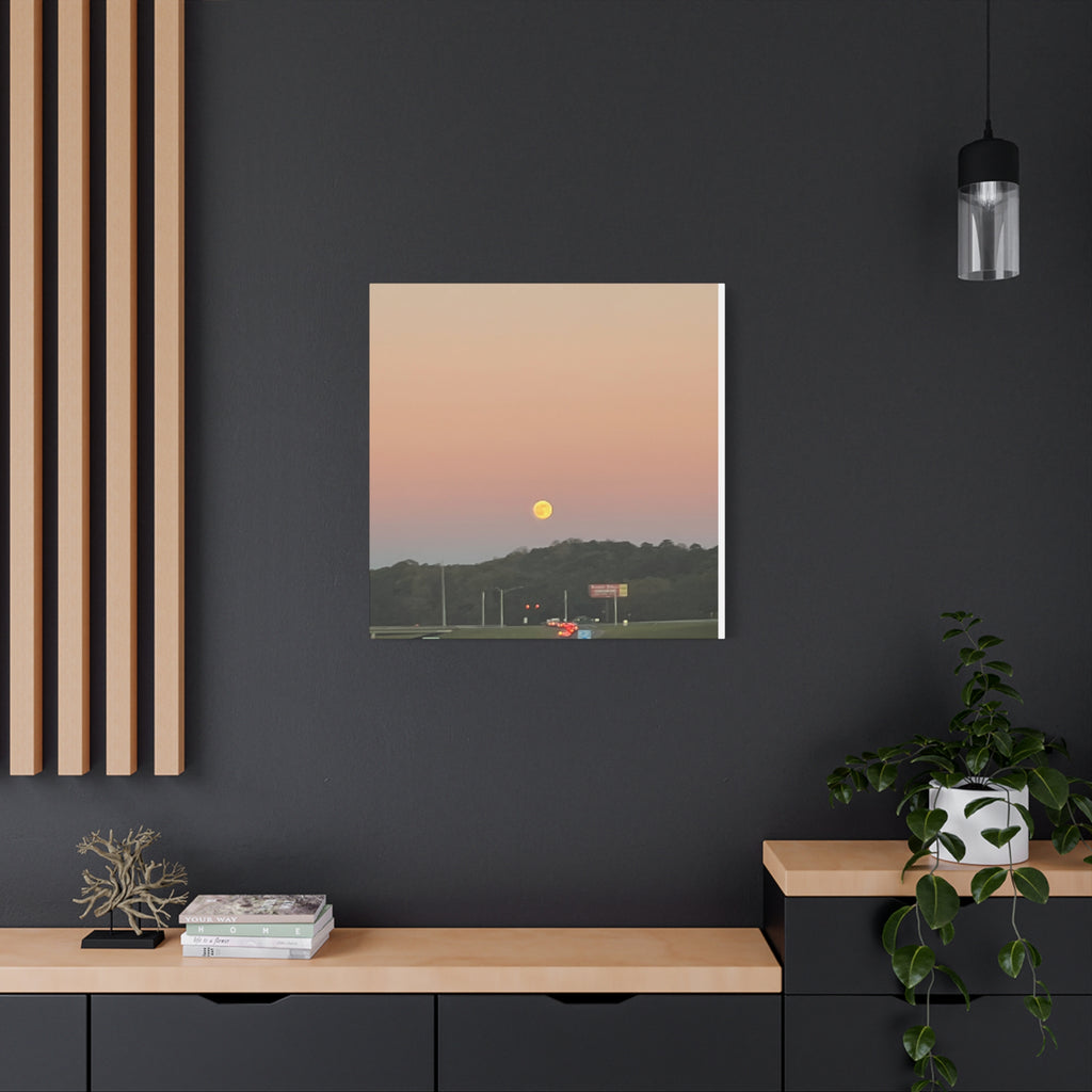 Moonrise Sunset Canvas Print — Pastel Sky Landscape Wall Art