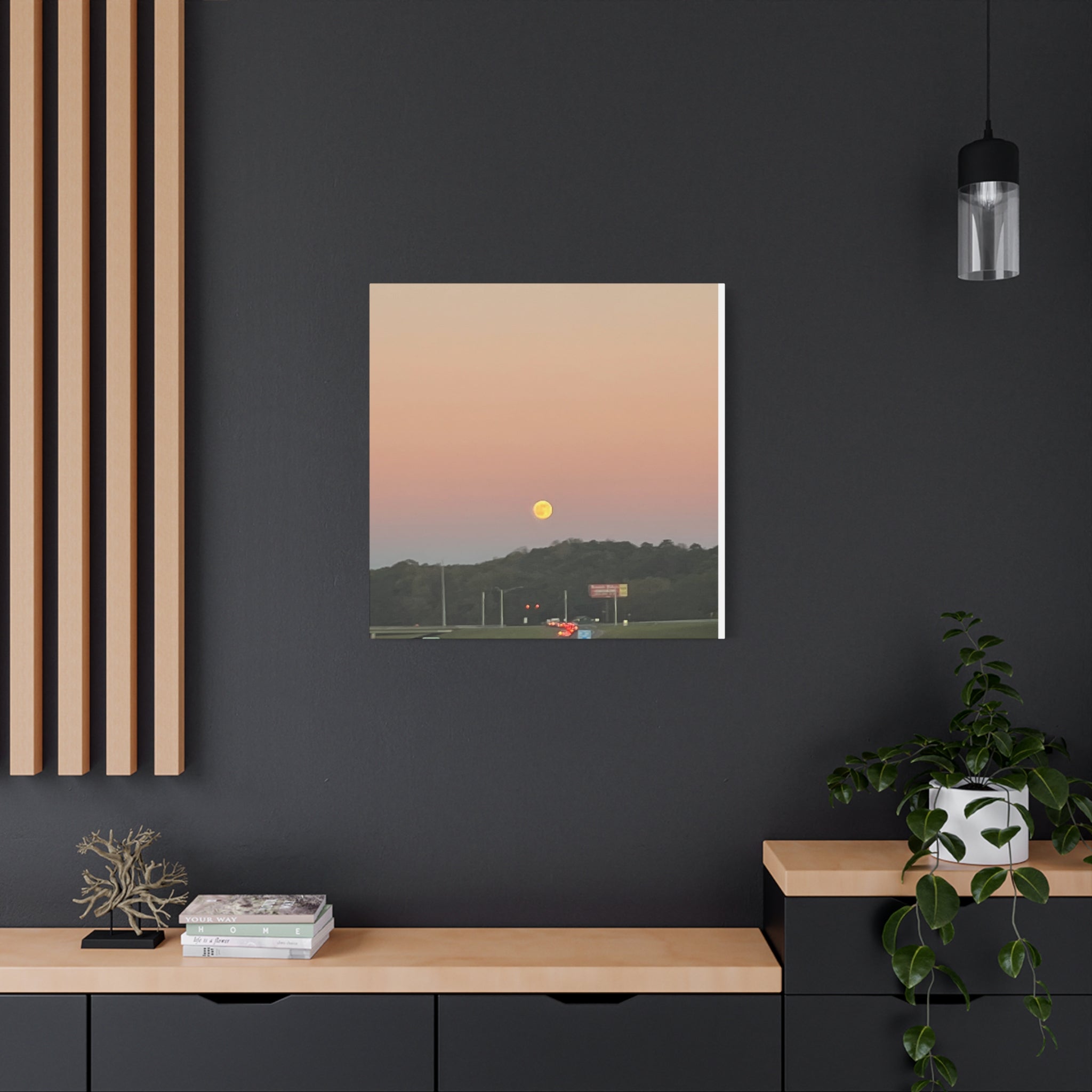 Moonrise Sunset Canvas Print — Pastel Sky Landscape Wall Art