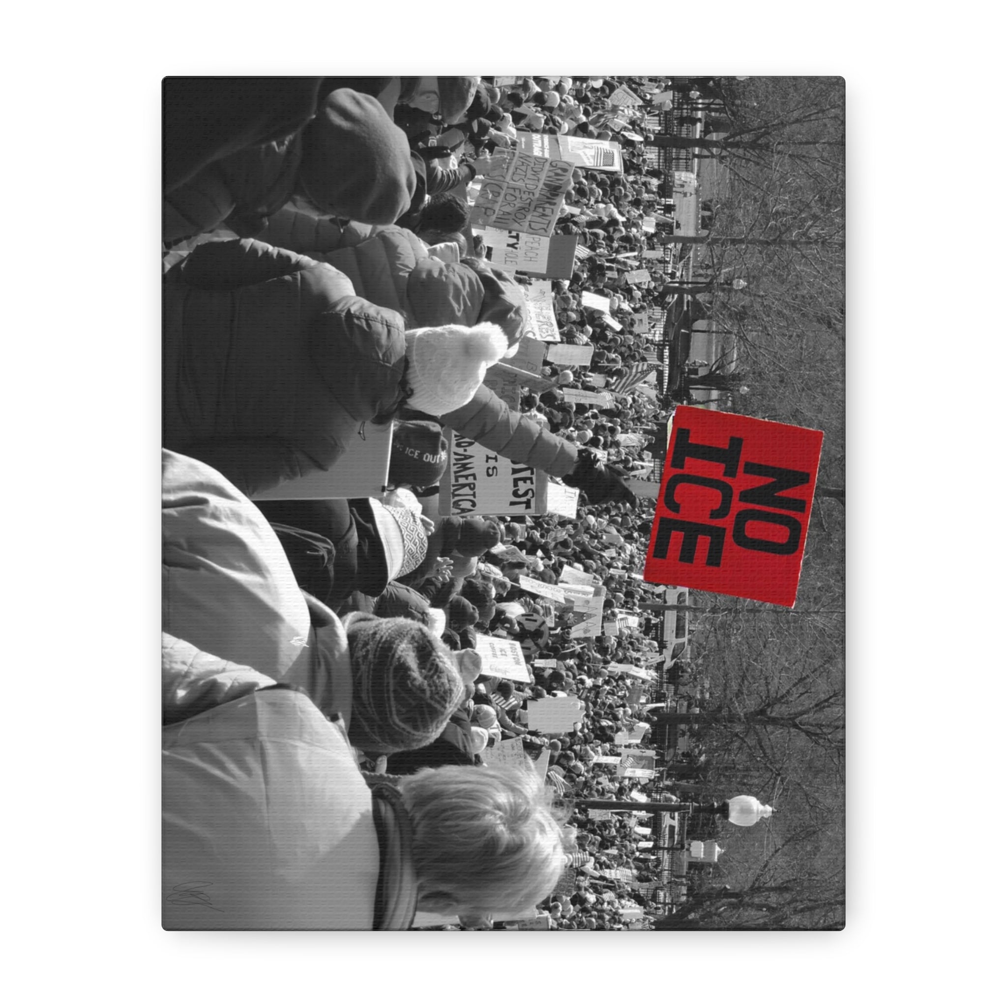 NO ICE Rising Above the Crowd — Matte Humanitarian Canvas