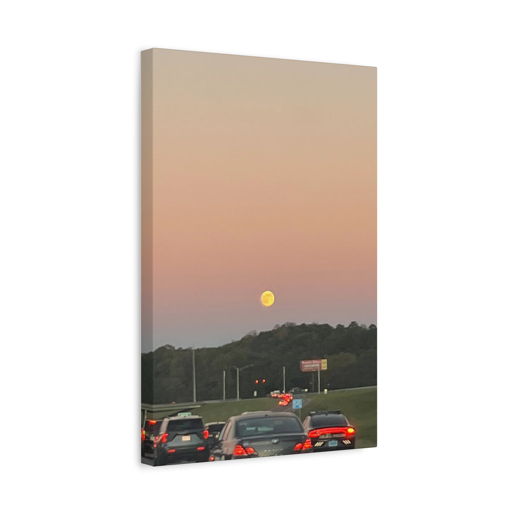 Moonrise Sunset Canvas Print — Pastel Sky Landscape Wall Art