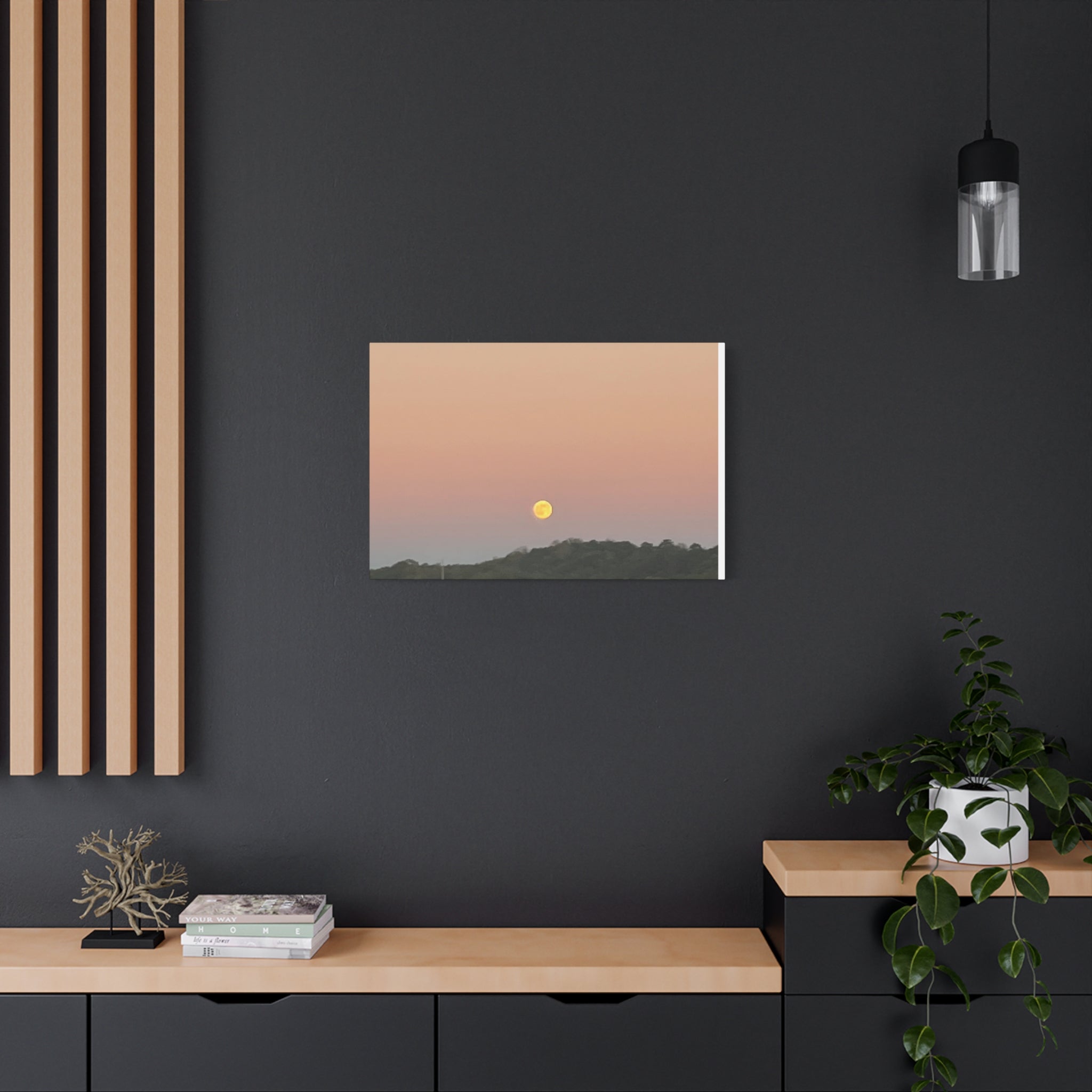 Moonrise Sunset Canvas Print — Pastel Sky Landscape Wall Art