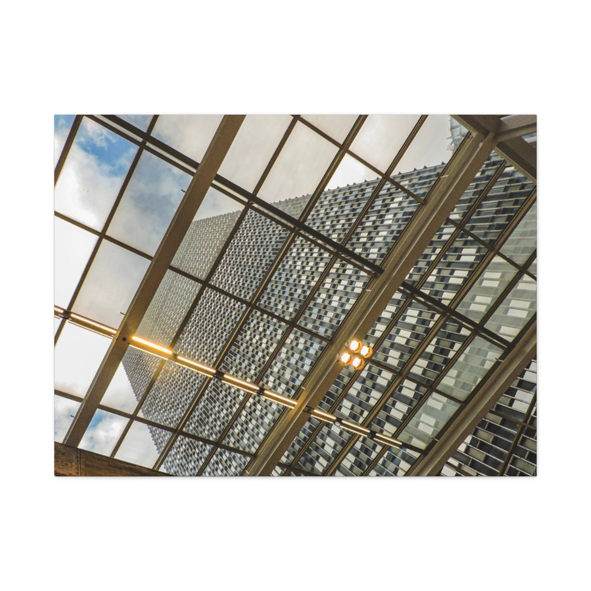 Modern Architecture Canvas Print | Glass Atrium & Skyscraper Wall Art | A‑G Originals