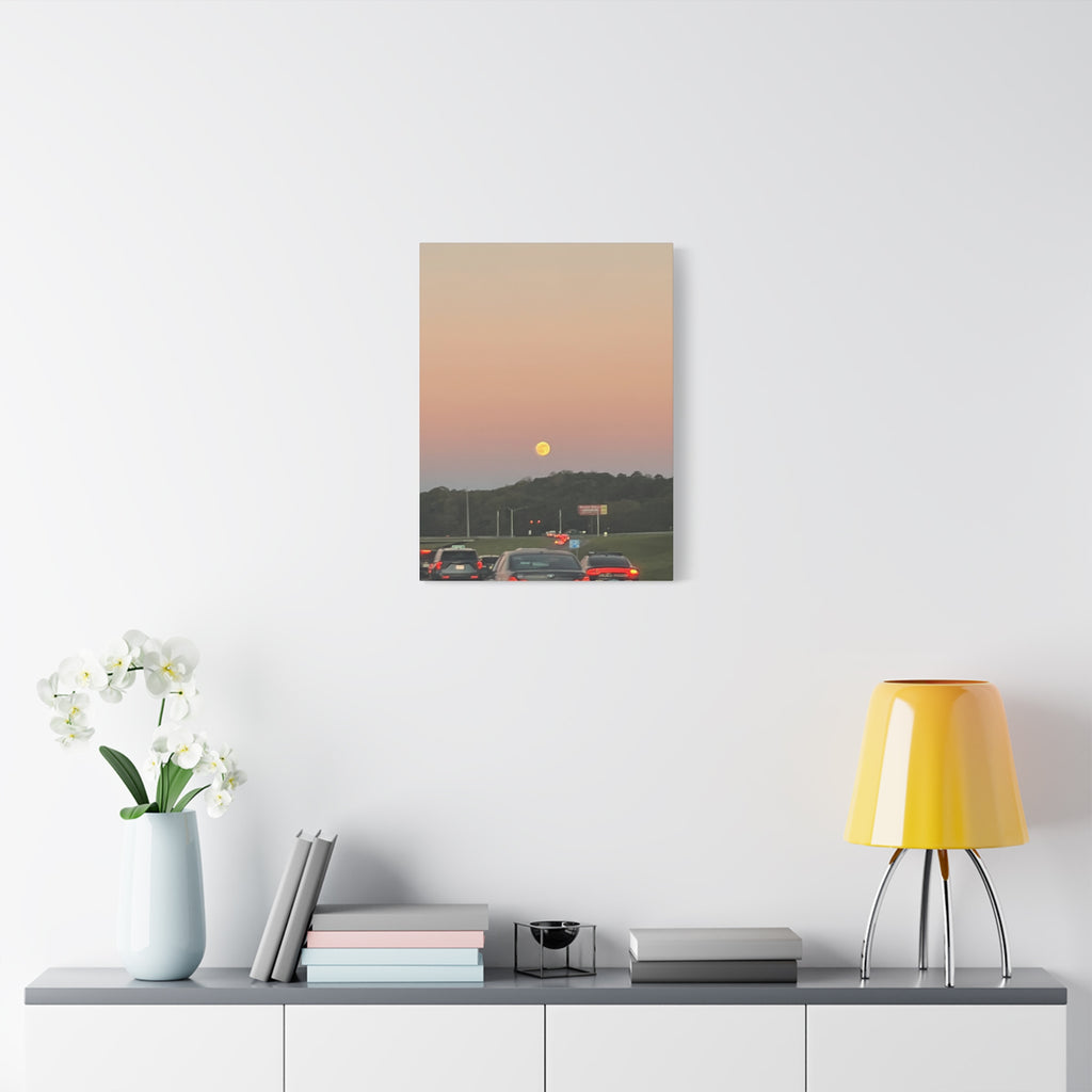 Moonrise Sunset Canvas Print — Pastel Sky Landscape Wall Art