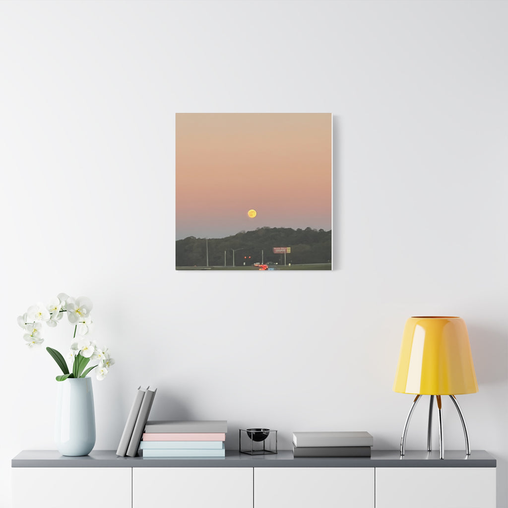 Moonrise Sunset Canvas Print — Pastel Sky Landscape Wall Art
