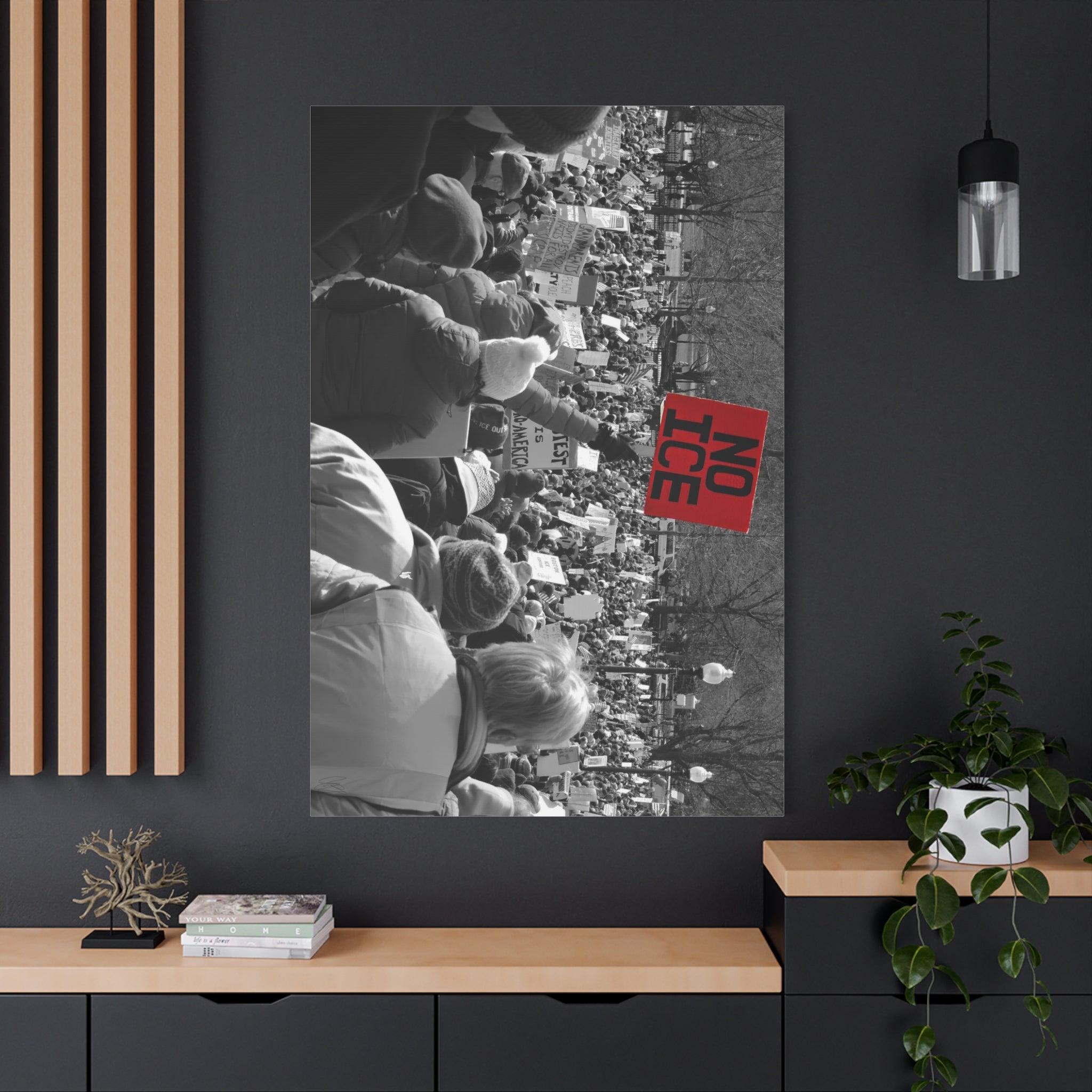 NO ICE Rising Above the Crowd — Matte Humanitarian Canvas