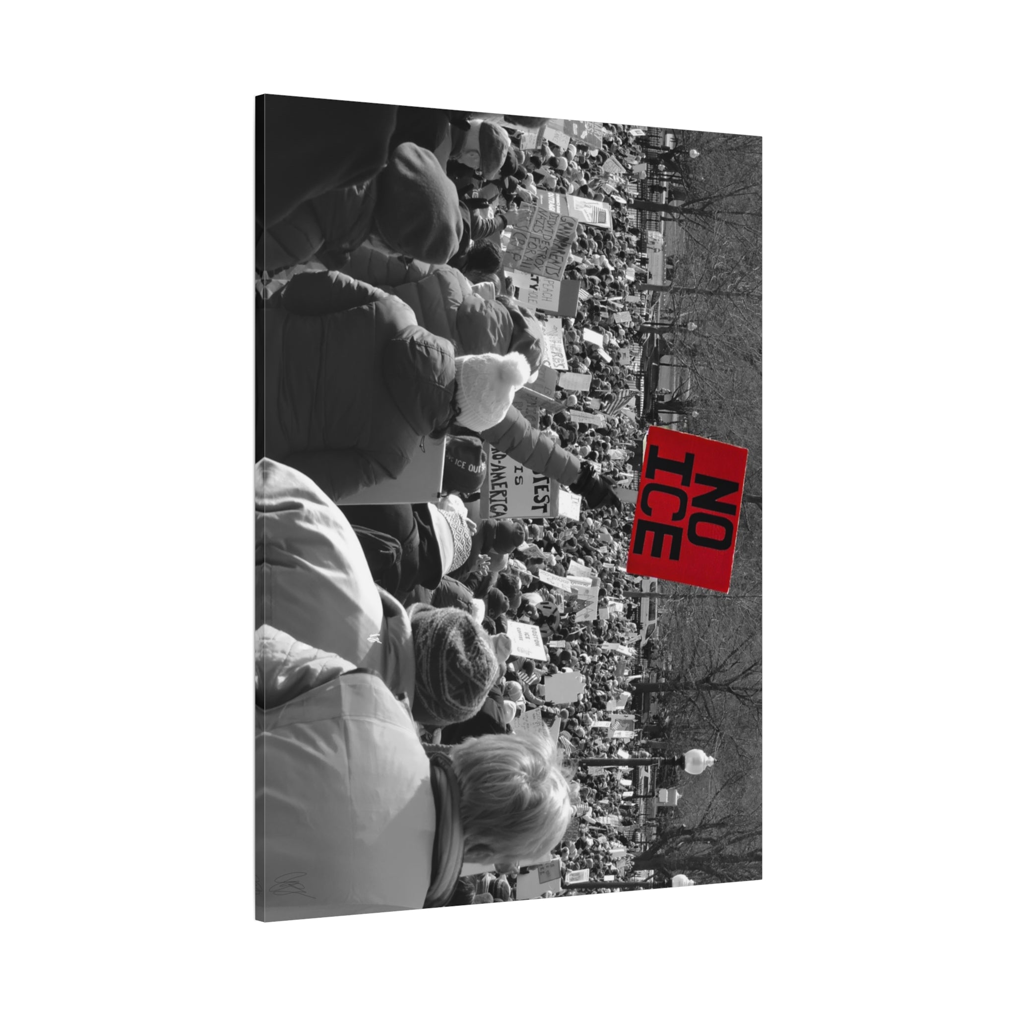 NO ICE Rising Above the Crowd — Matte Humanitarian Canvas
