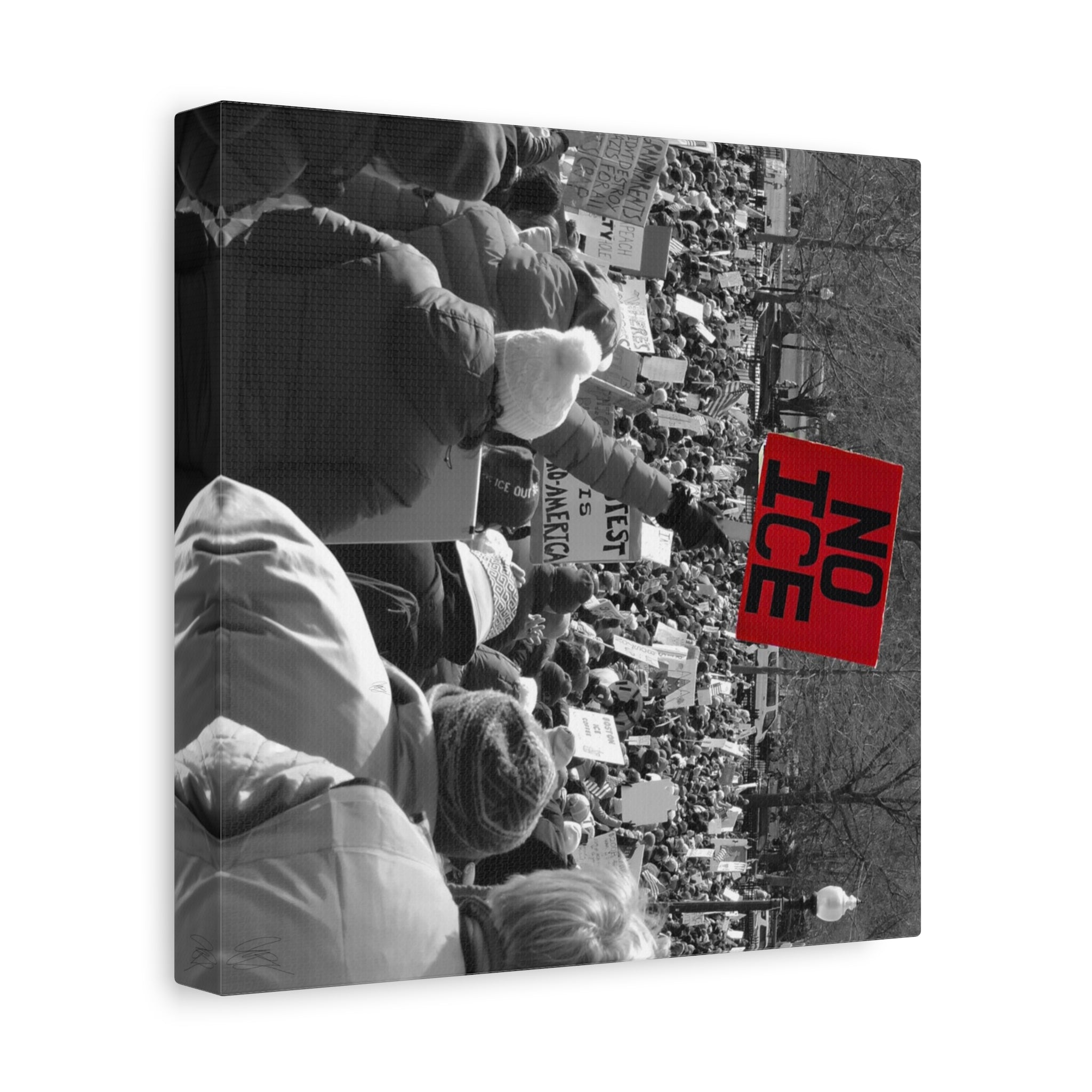 NO ICE Rising Above the Crowd — Matte Humanitarian Canvas