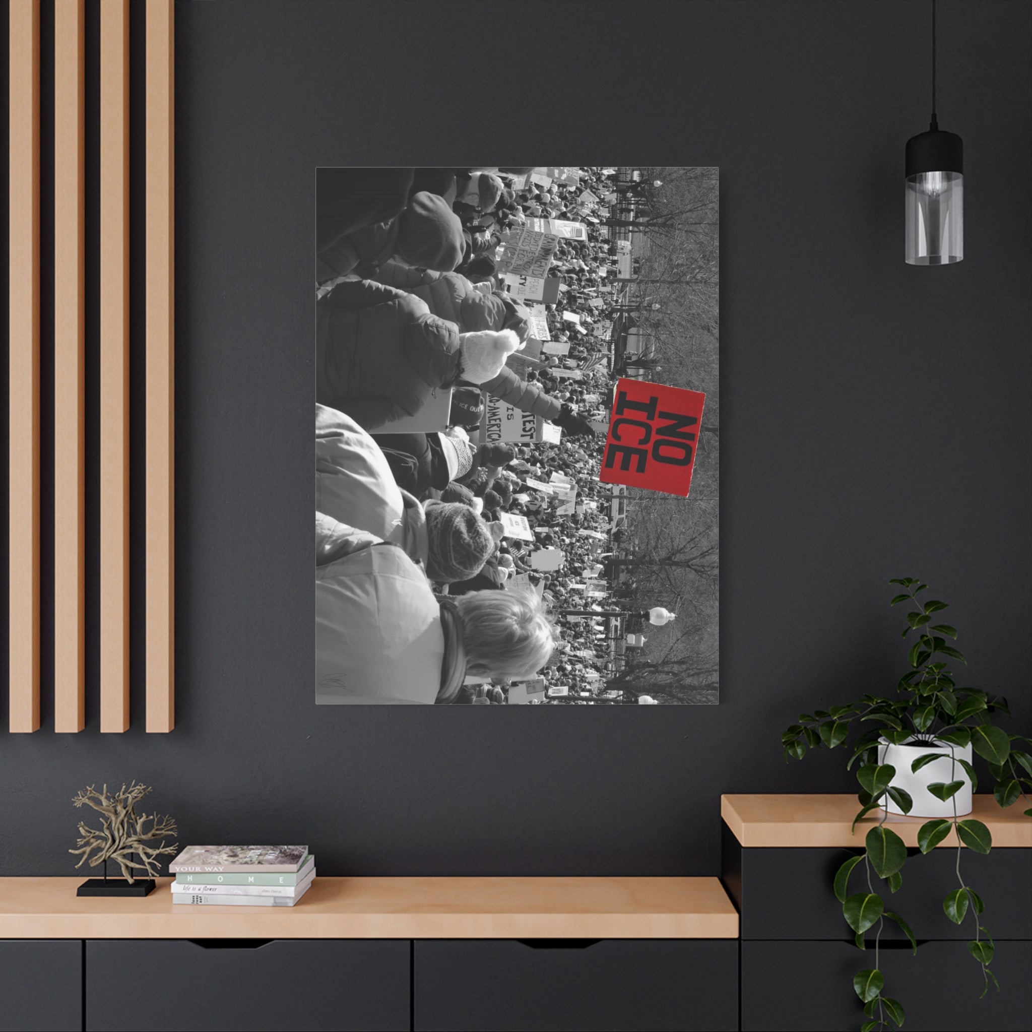NO ICE Rising Above the Crowd — Matte Humanitarian Canvas