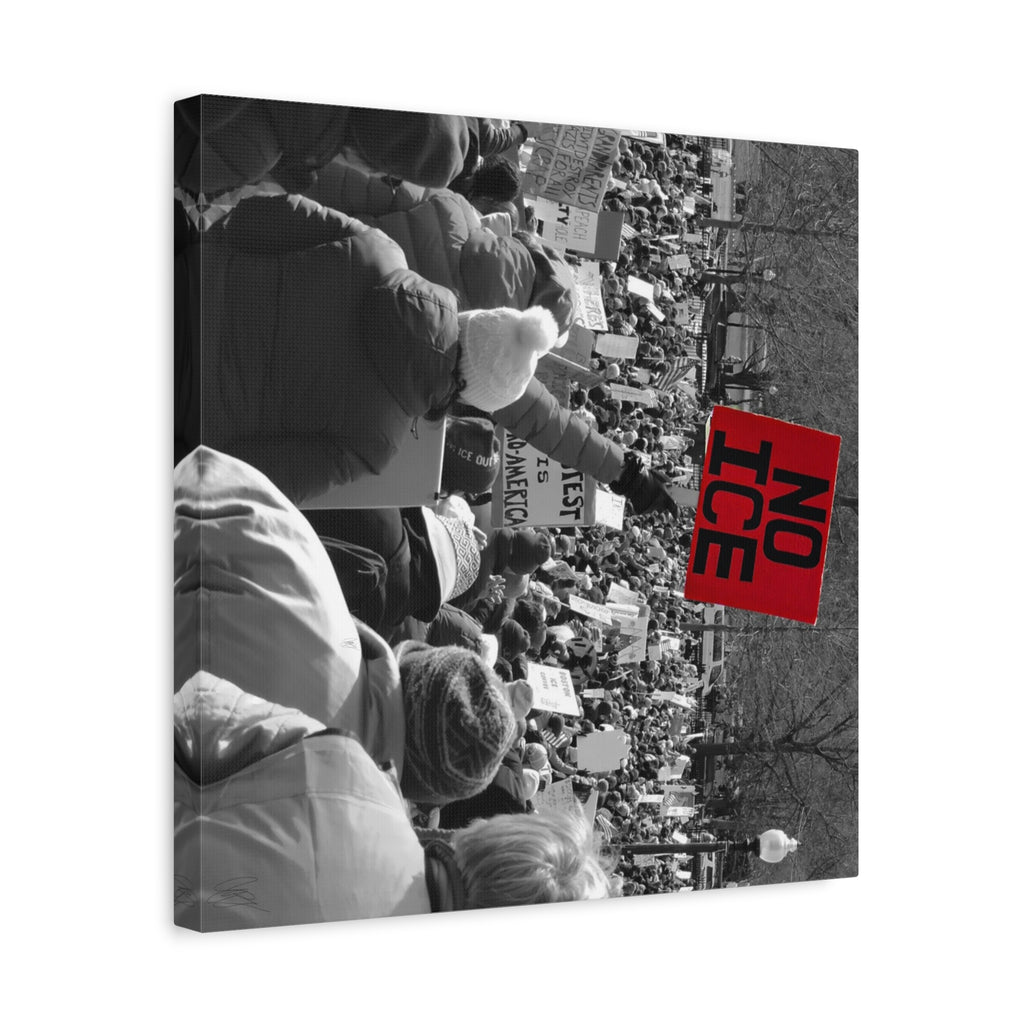 NO ICE Rising Above the Crowd — Matte Humanitarian Canvas