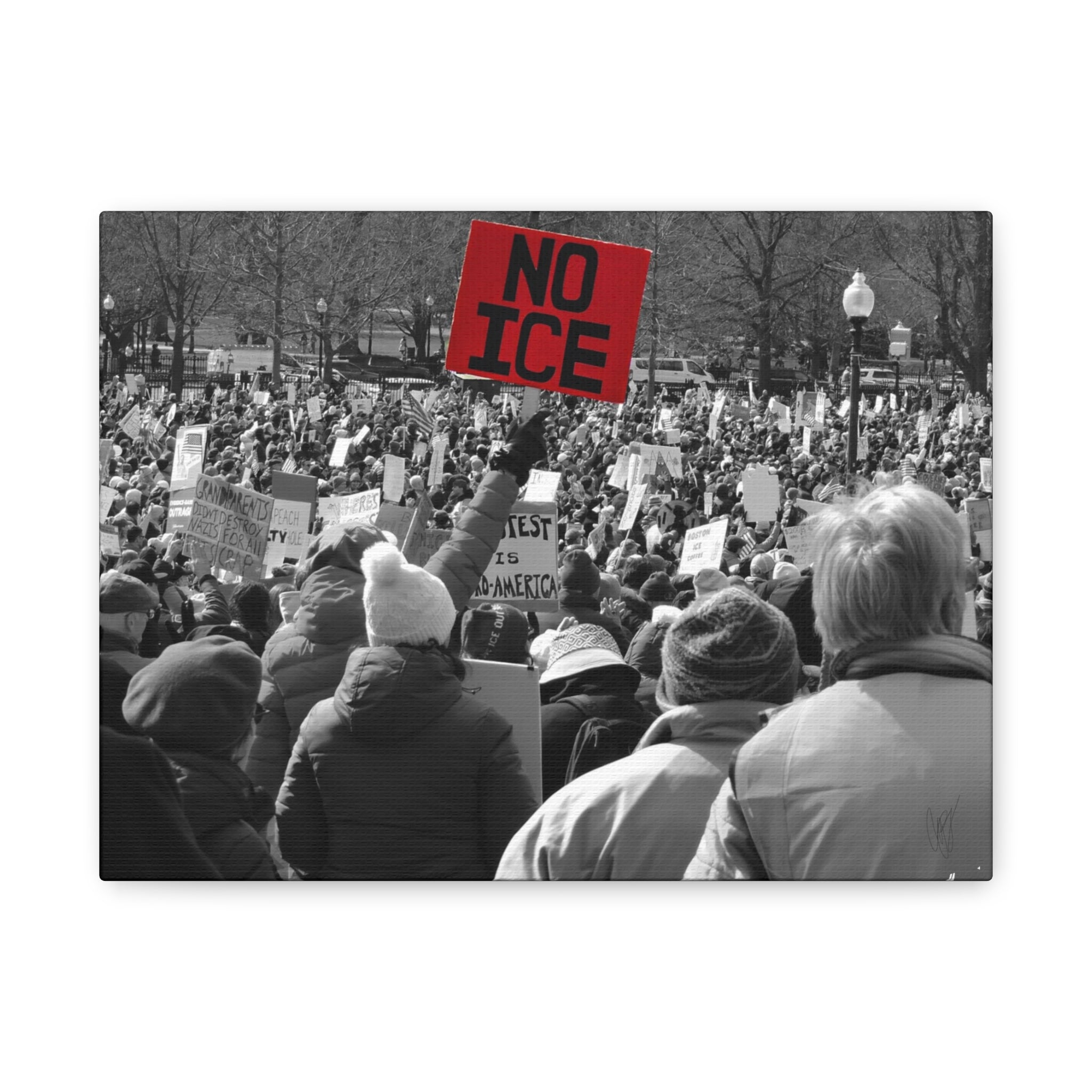 NO ICE in the Crowd — Documentary Matte Canvas