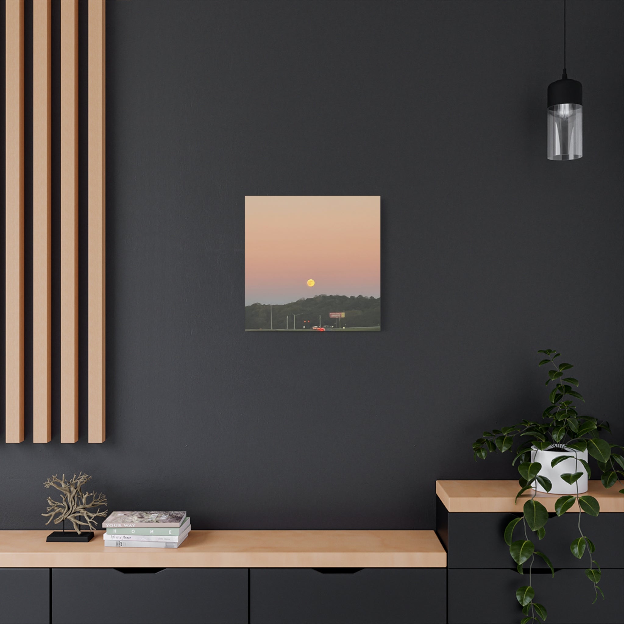 Moonrise Sunset Canvas Print — Pastel Sky Landscape Wall Art