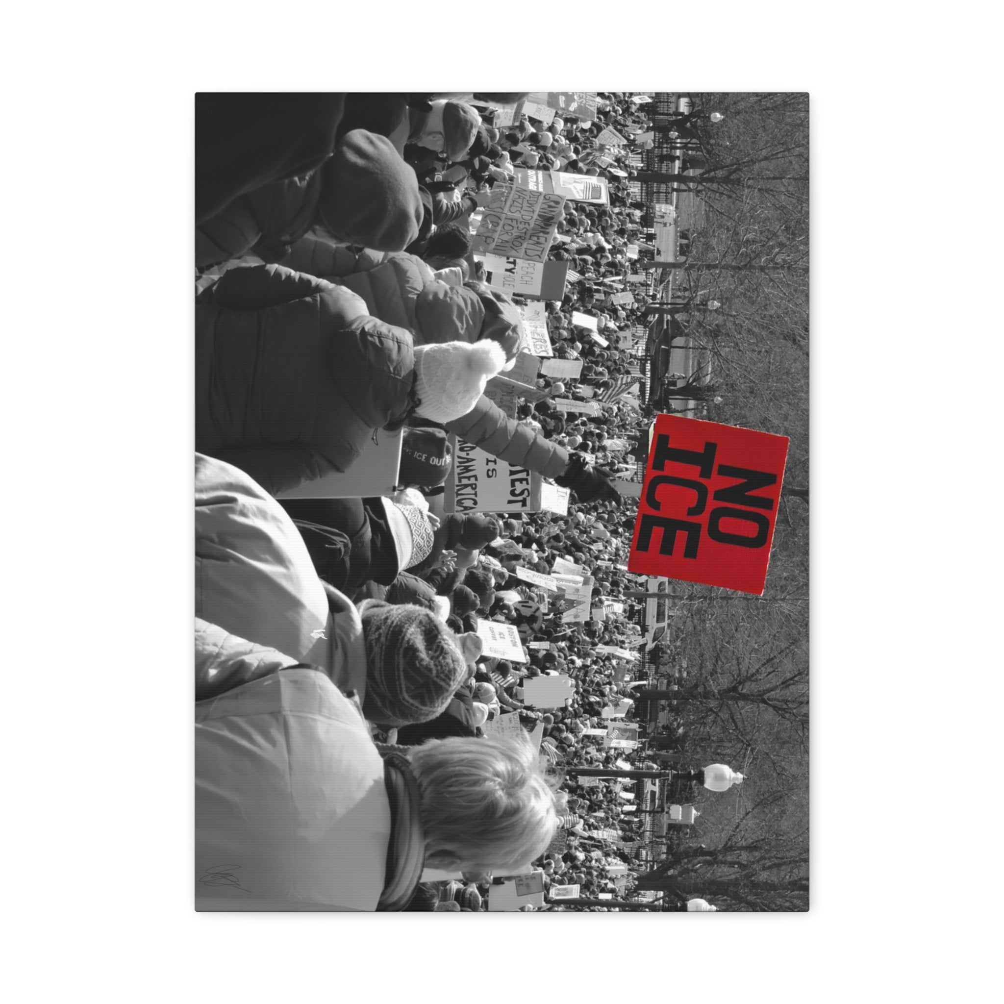 NO ICE Rising Above the Crowd — Matte Humanitarian Canvas