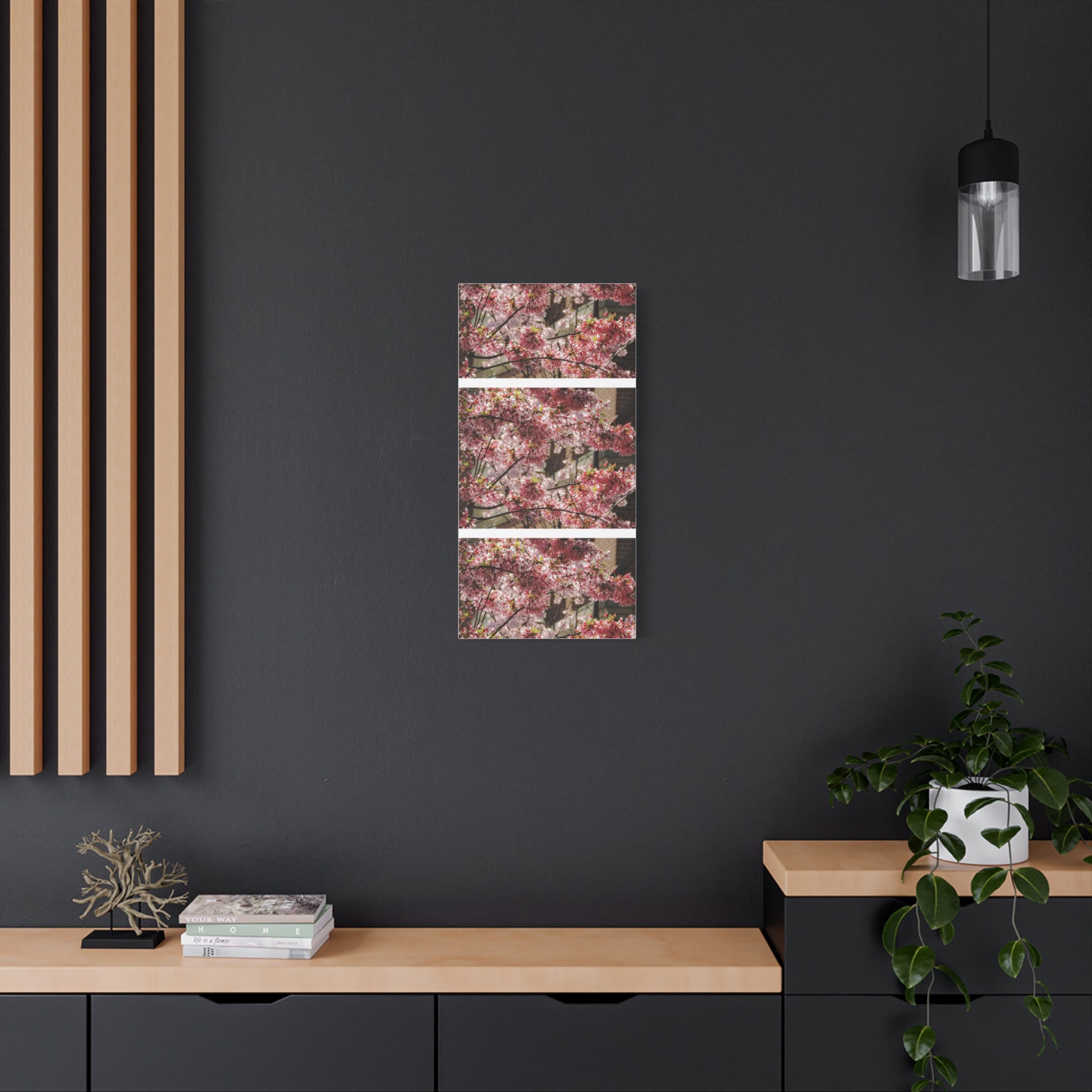 Pink Cherry Blossom Canvas Wall Art — Stretched Matte Floral Print