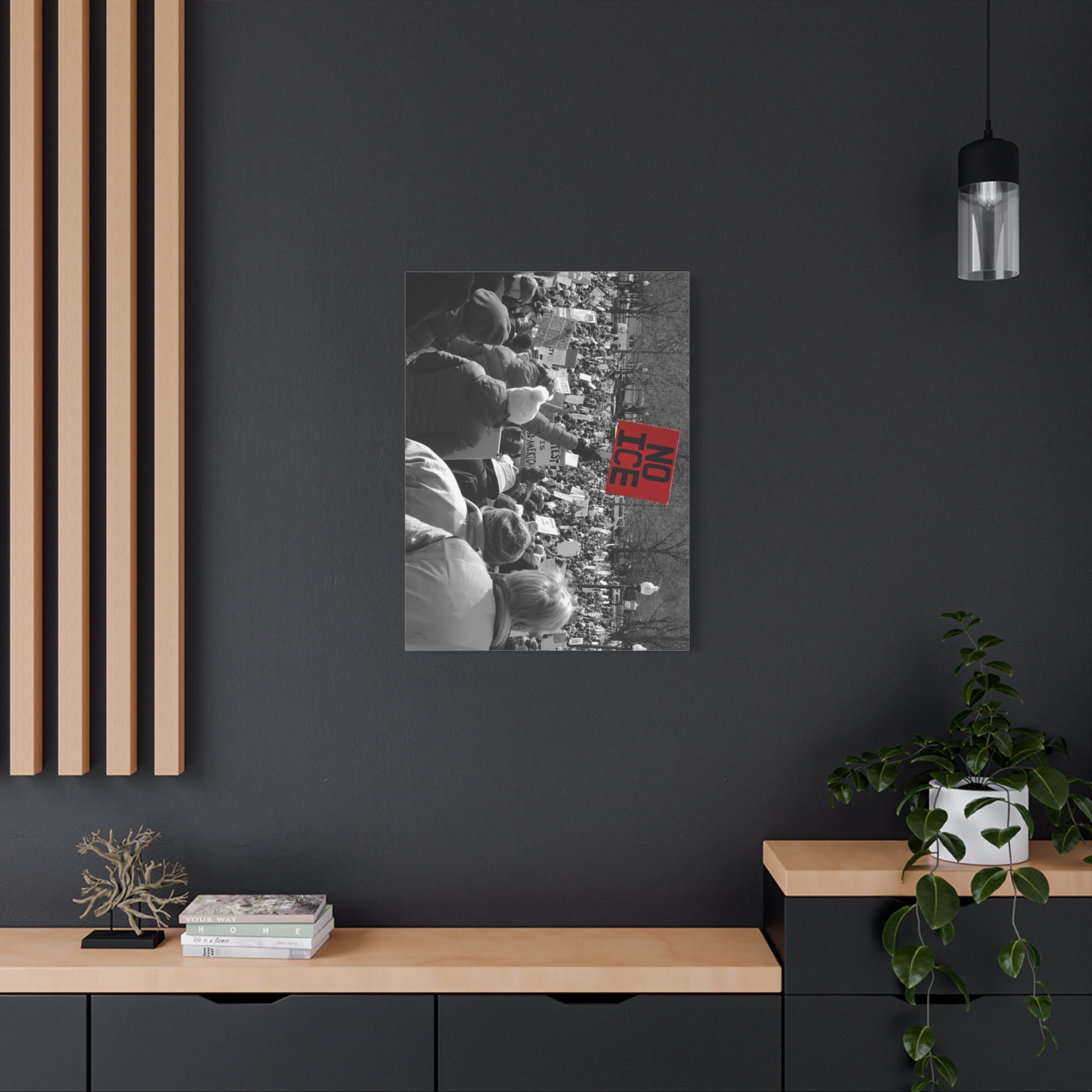NO ICE Rising Above the Crowd — Matte Humanitarian Canvas