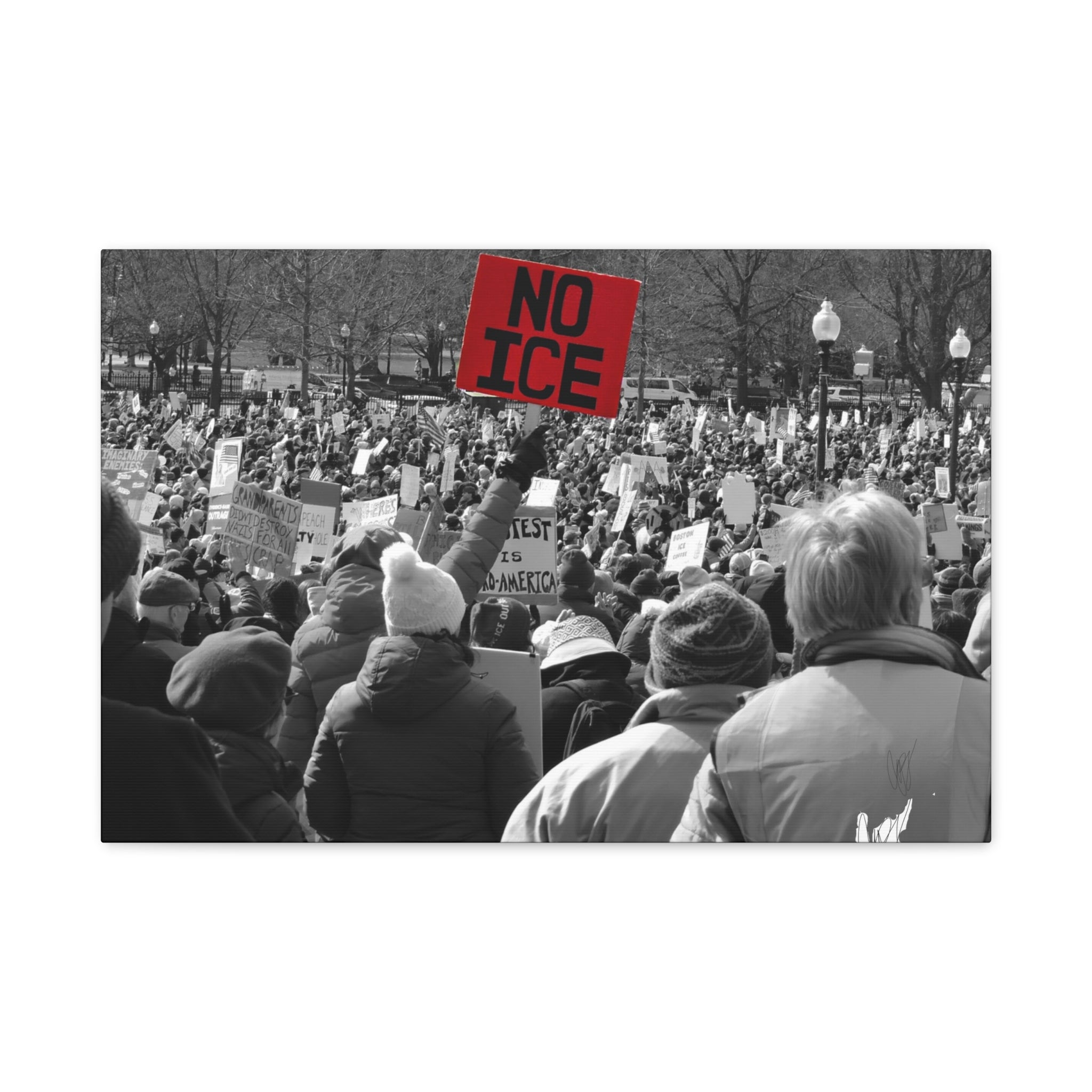 NO ICE in the Crowd — Documentary Matte Canvas